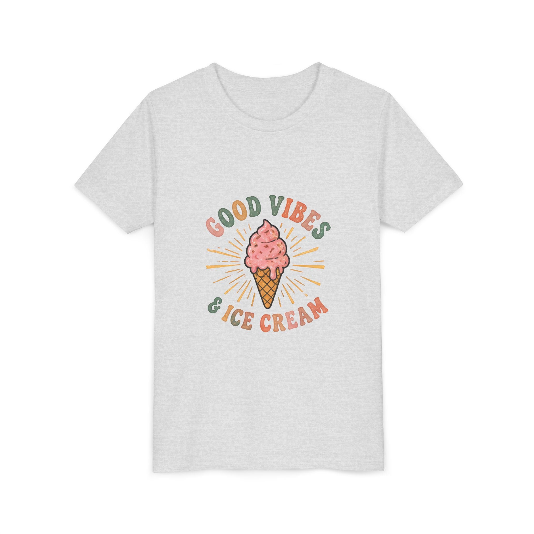 Youth Tee — "Good Vibes & Ice Cream" Cute Ice Cream Graphic Shirt
