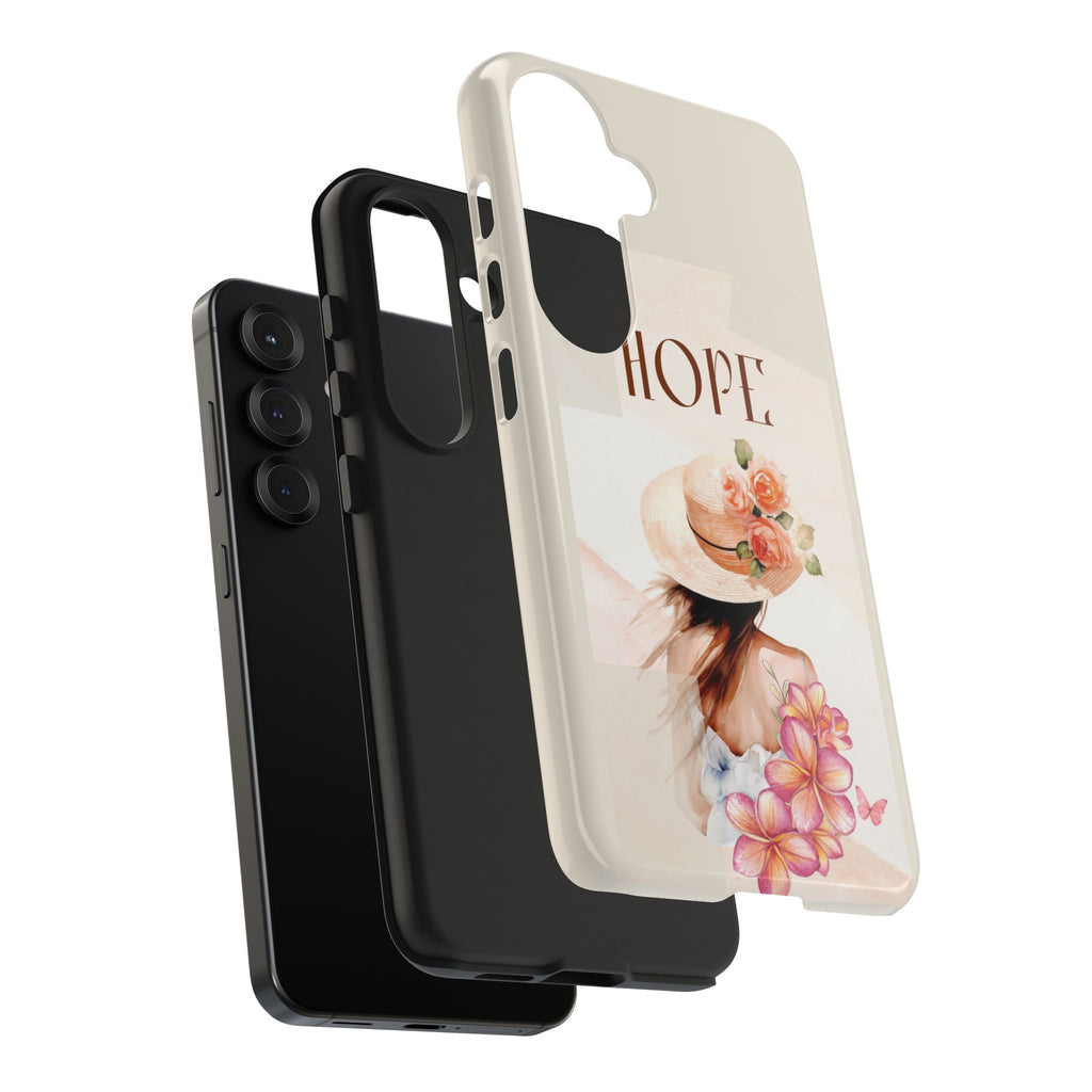Hope Floral Tough Phone Case — Protective iPhone Case with Watercolor Girl & Flowers