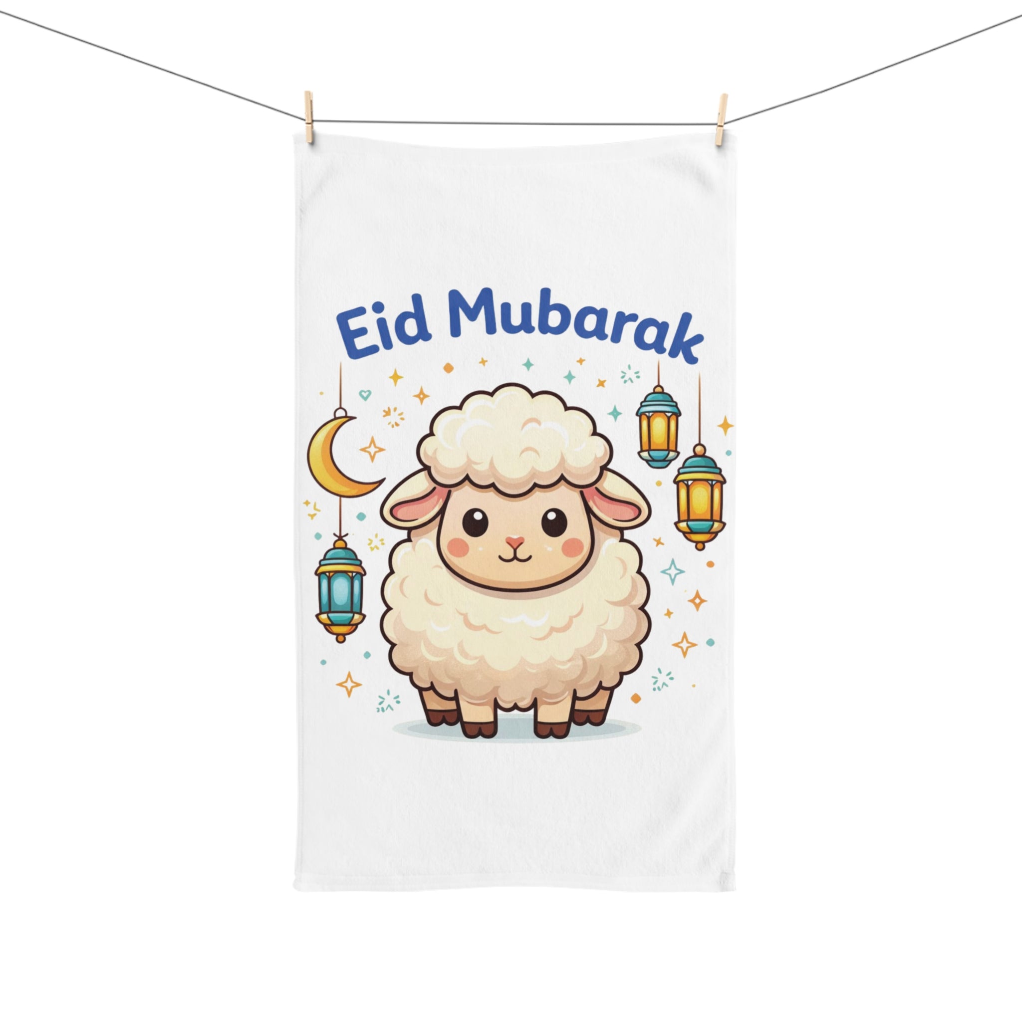 Eid Mubarak Lamb Hand Towel — Cute Ramadan/Eid Decorative Tea Towel