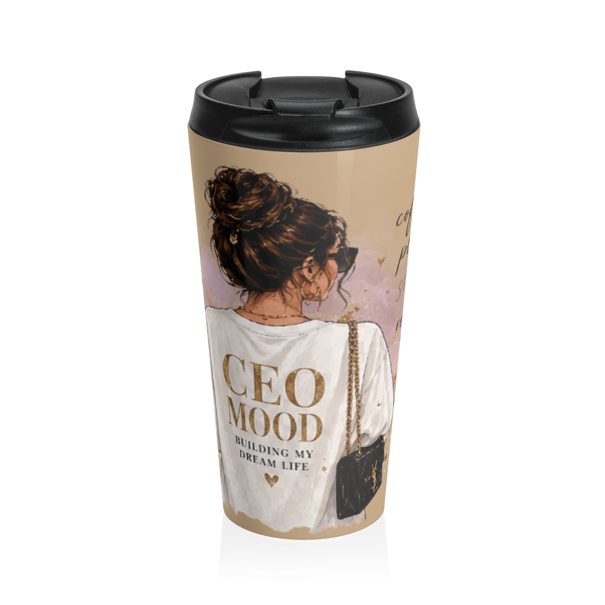 Travel Mug — "CEO Mood" Chic Floral Stainless Steel Tumbler