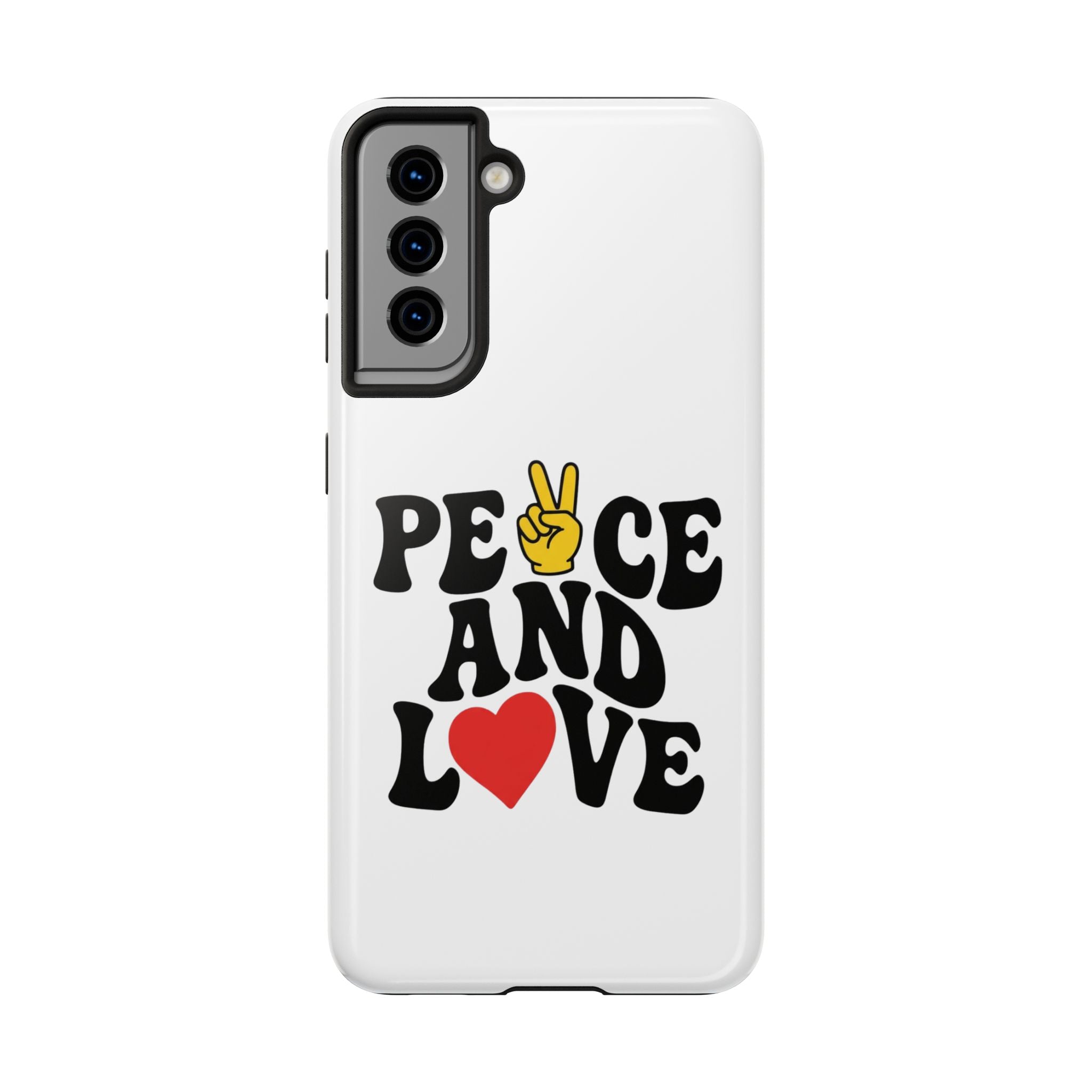 Peace and Love Tough Phone Case — Retro Peace Sign & Heart Protective Cover