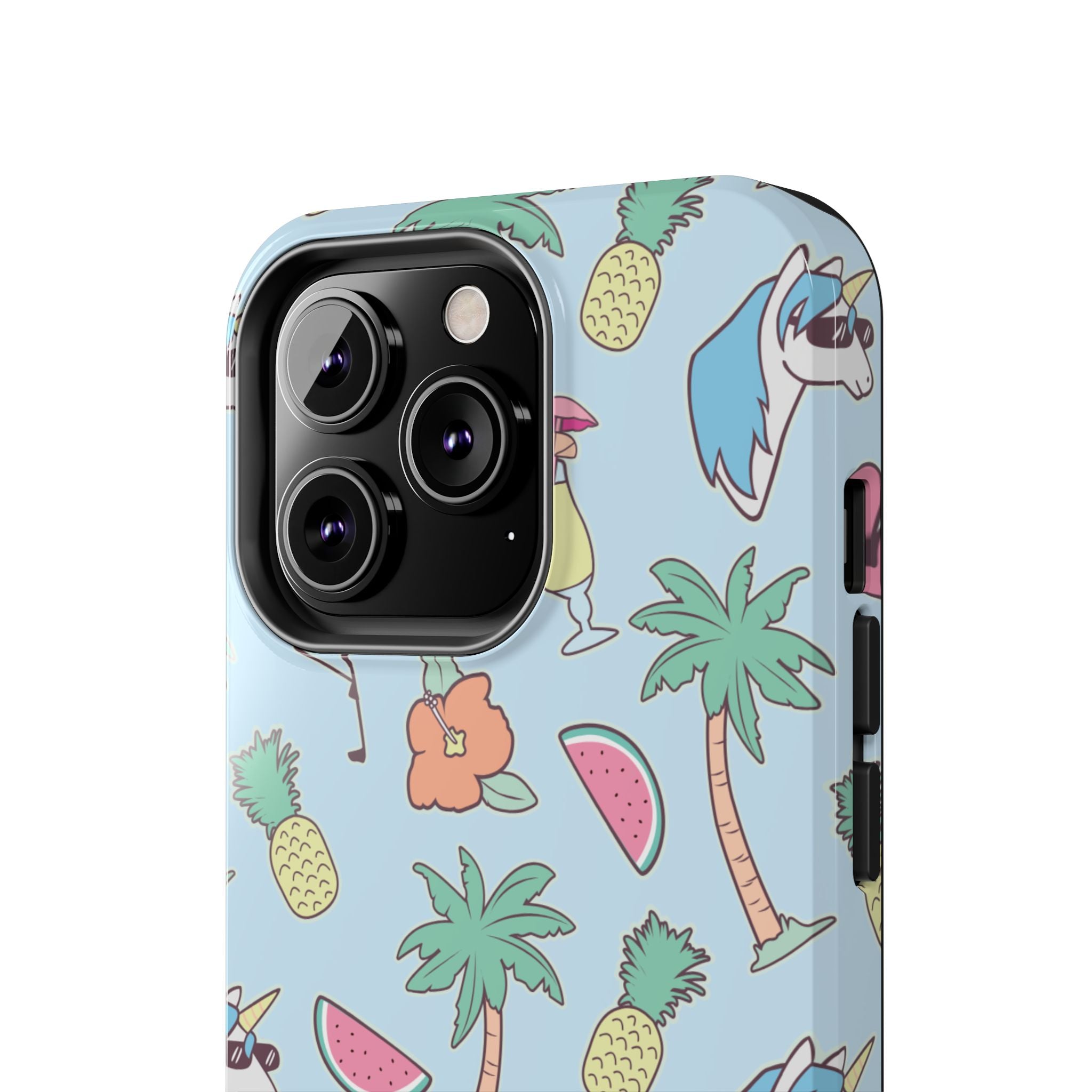 Tropical Summer Tough Phone Case — Pineapple, Flamingo & Palm Pattern