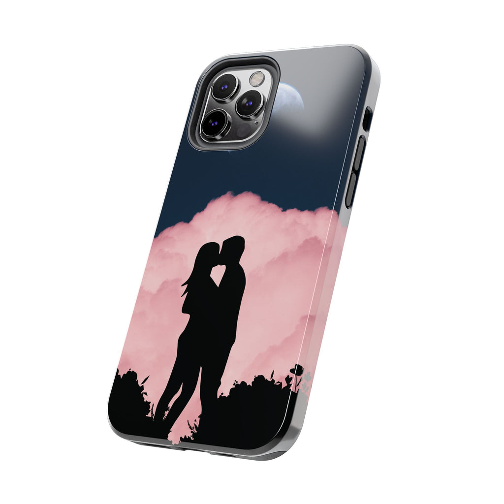 Tough Phone Case — Romantic Couple Silhouette with Moon & Pink Cloud