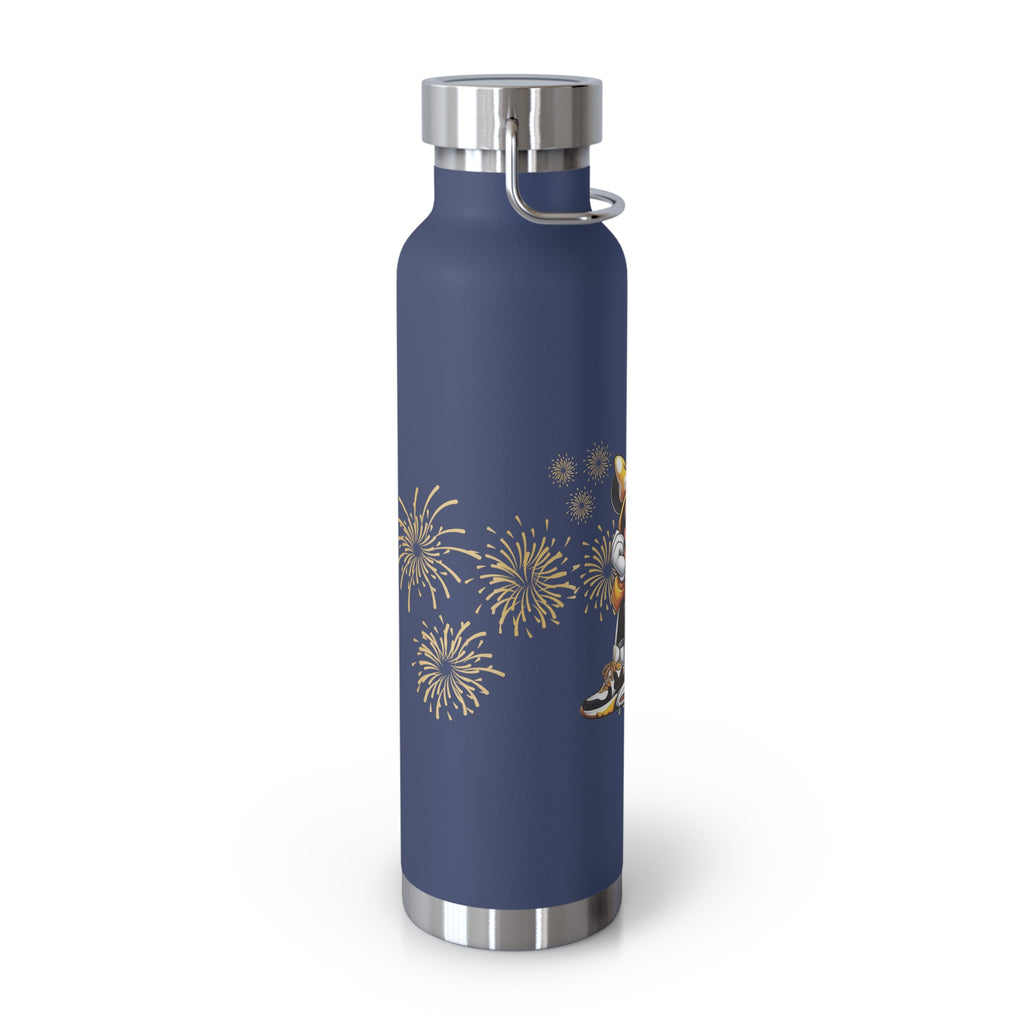 22oz Insulated Water Bottle — Cute Minnie Mouse Gold Sparkle Design