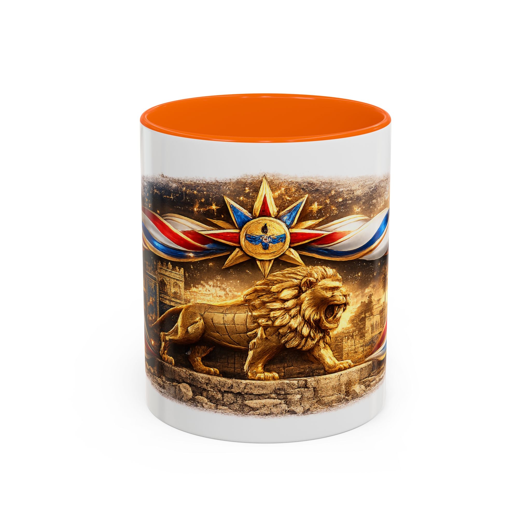 Golden Lion Emblem Accent Coffee Mug (11oz)