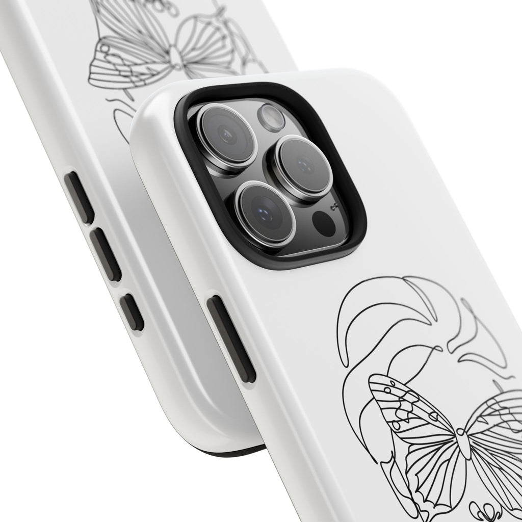 Butterfly Line Art Tough Phone Case — Minimalist Woman Face Design