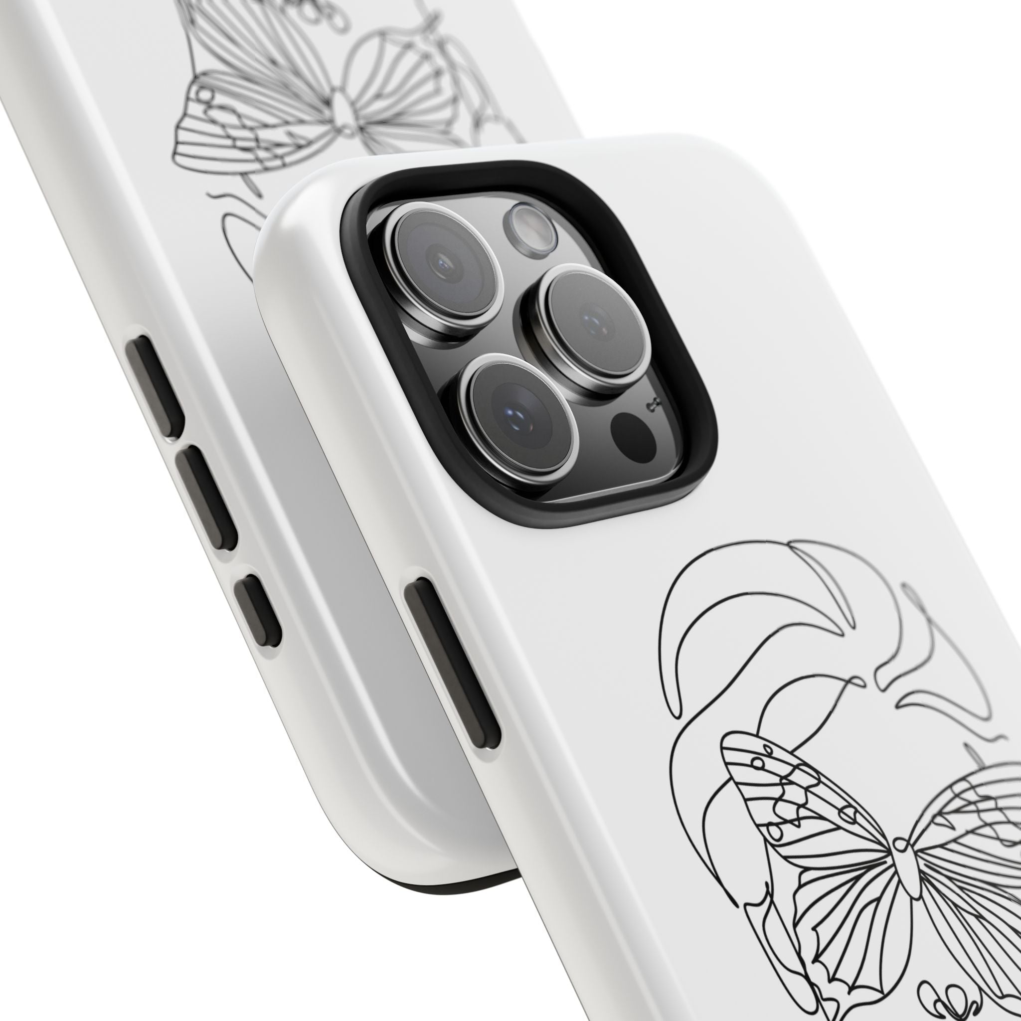 Butterfly Line Art Tough Phone Case — Minimalist Woman Face Design