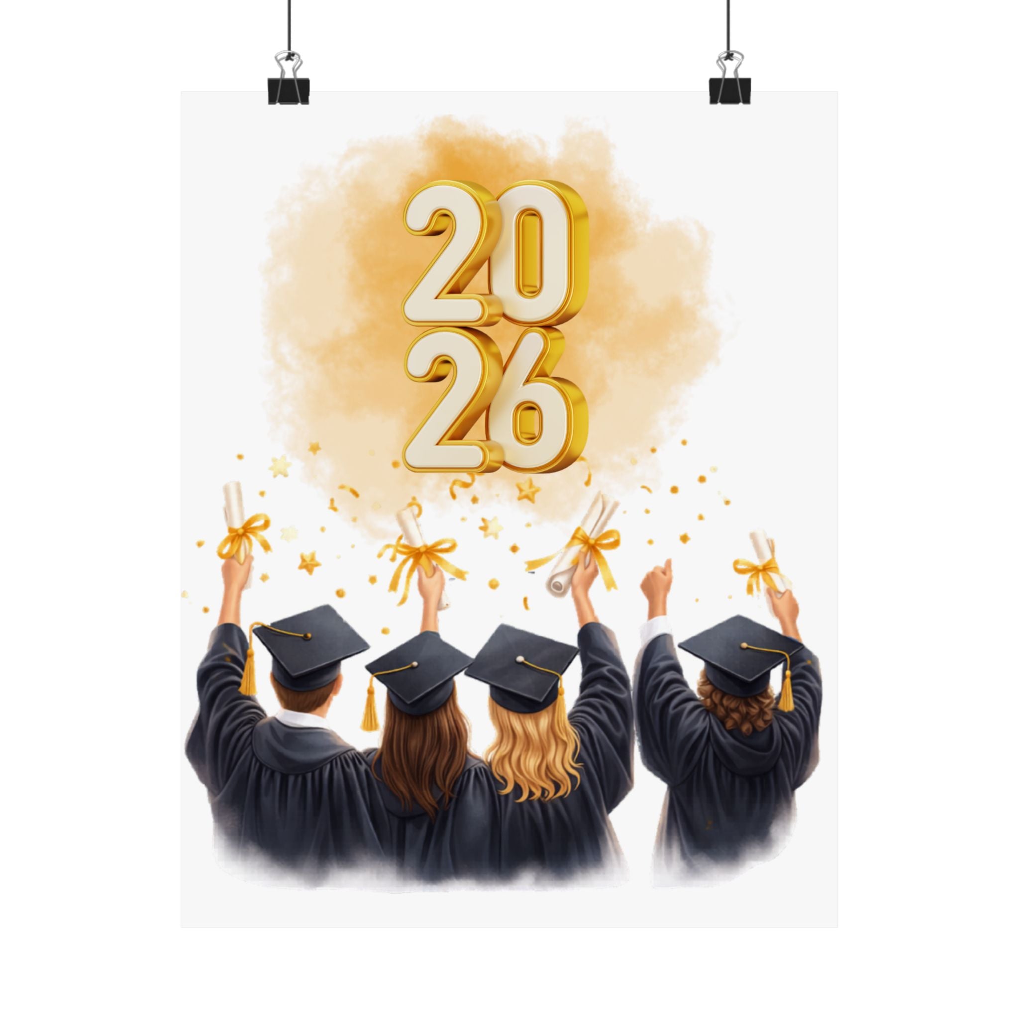2026 Graduation Poster — Class of 2026 Cap Toss Matte Vertical Print