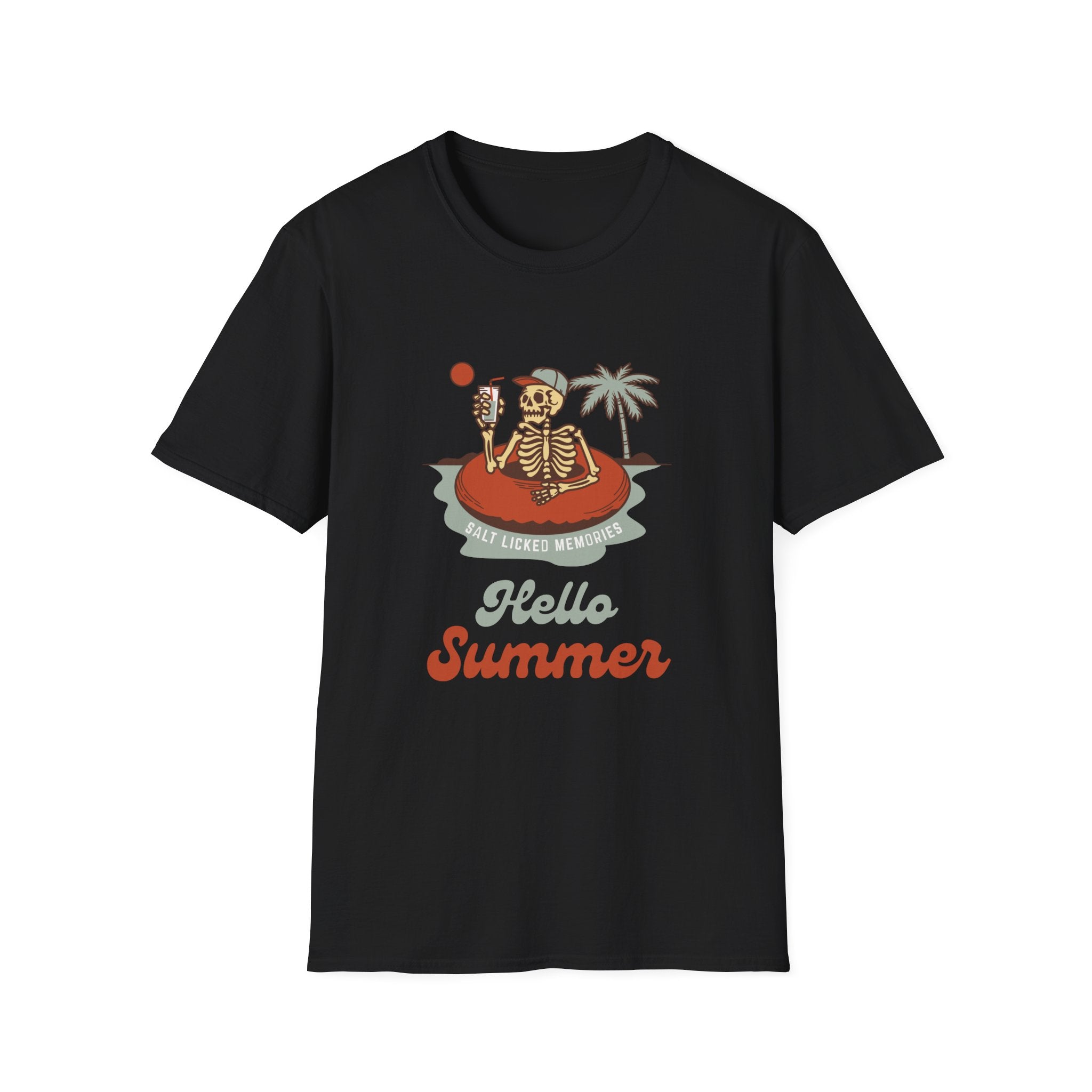 Hello Summer Skeleton T-Shirt — Retro Beach Vacation Tee