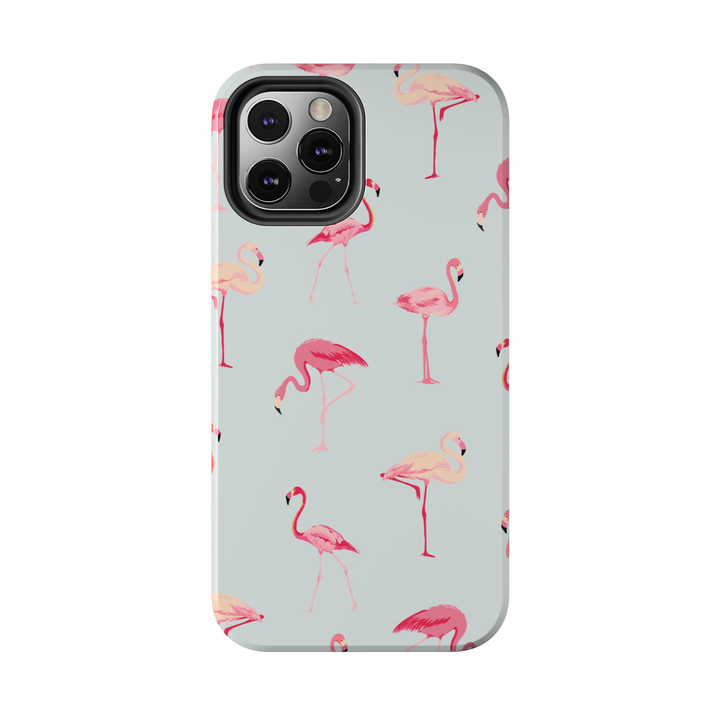 Flamingo Pattern Tough Phone Case — Cute Pink Birds Protective Phone Cover