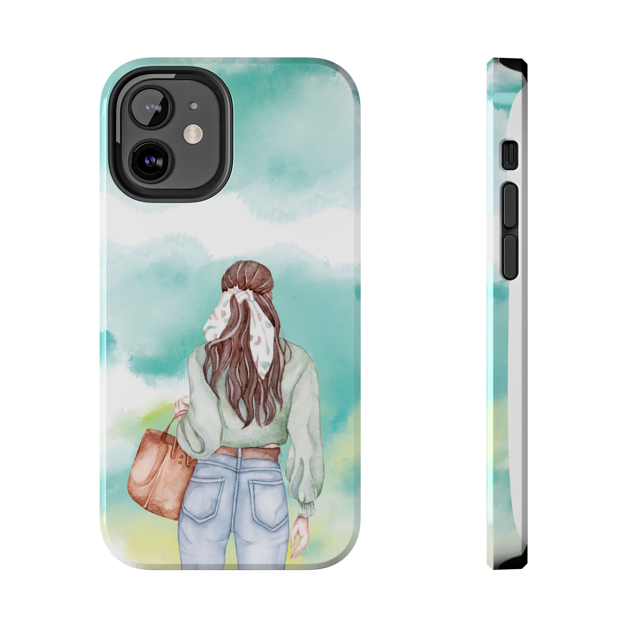 Watercolor Girl Tough Phone Case — Trendy Pastel Back-to-School Protective Cover