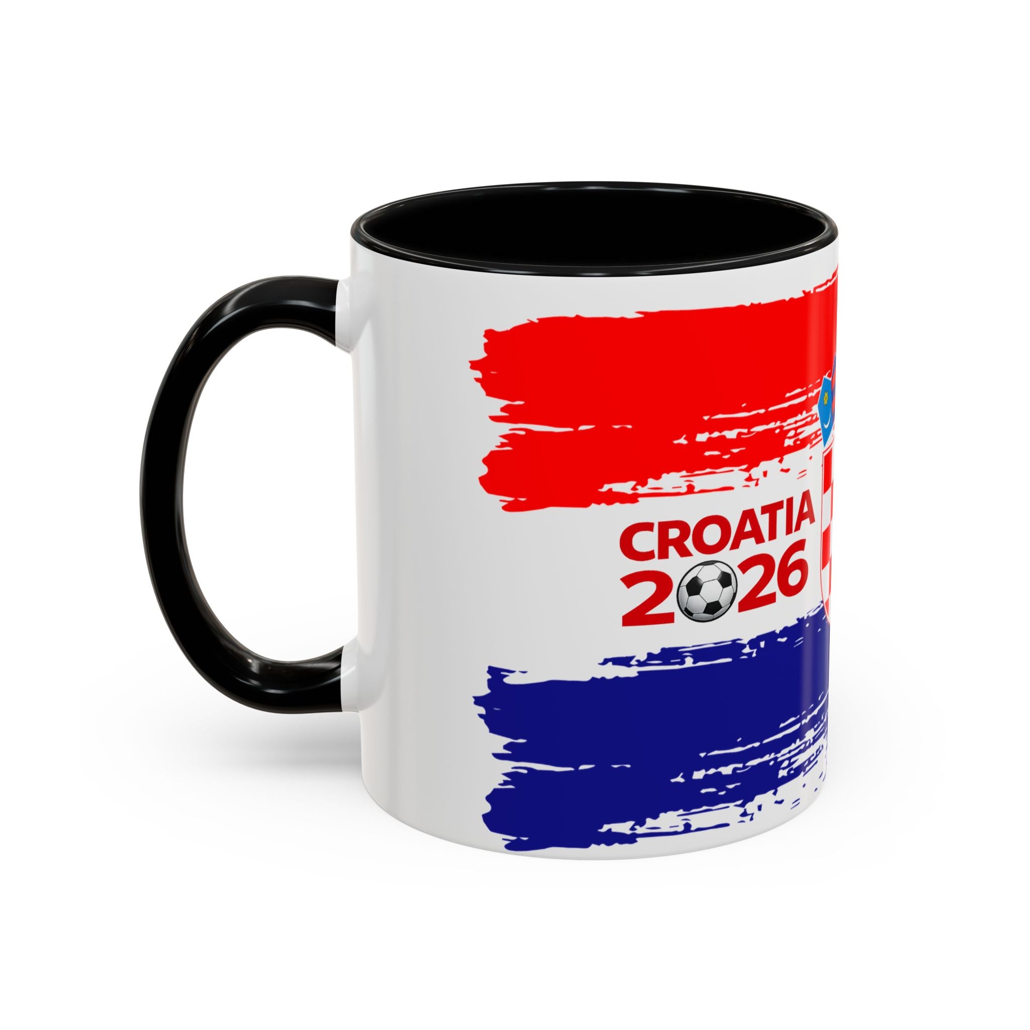 Croatia 2026 Accent Coffee Mug – Red White Blue Crest Soccer Fan Gift