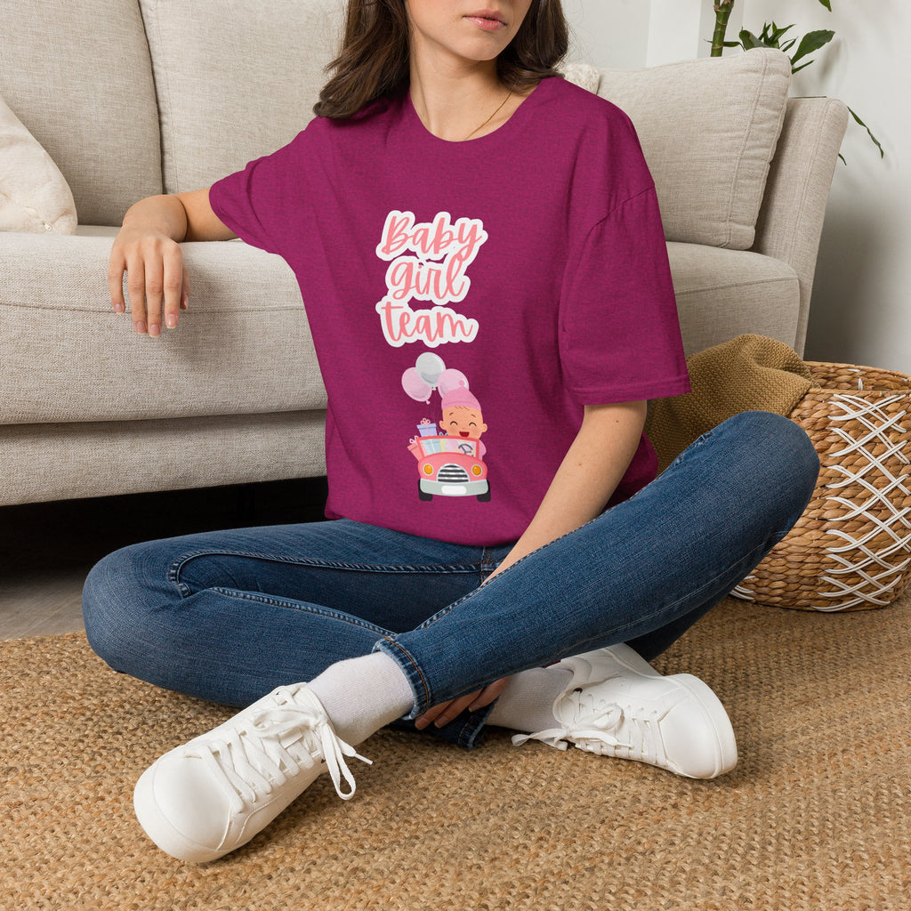 Baby Girl Team T‑Shirt — Pink Script Maternity & Newborn Celebration Tee