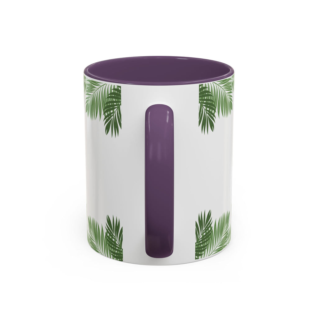 Tropical Palm Coffee Mug — Beachy Accent Mug with Palm Leaves (11oz)