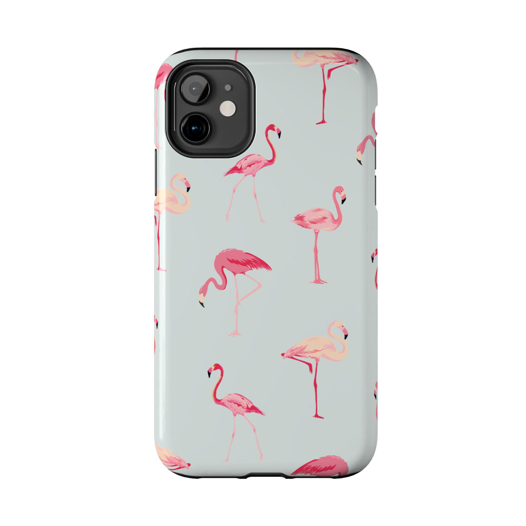 Flamingo Pattern Tough Phone Case — Cute Pink Birds Protective Phone Cover