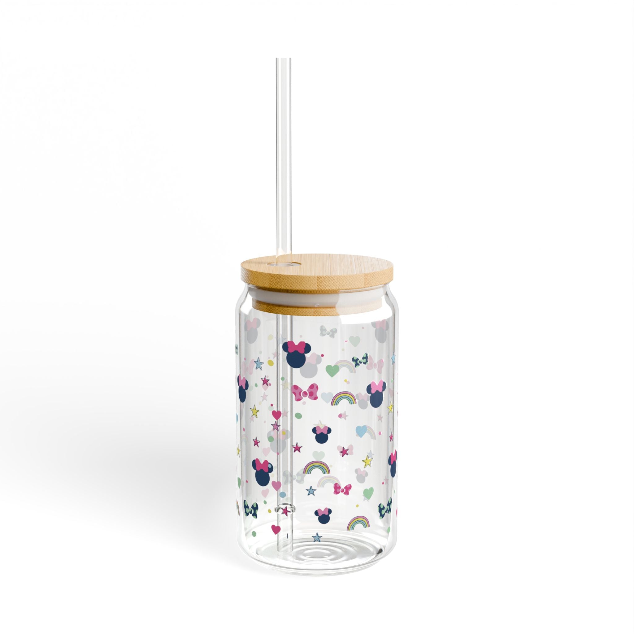 16oz Sipper Glass – Cute Minnie Mouse Pattern Travel Cup with Straw