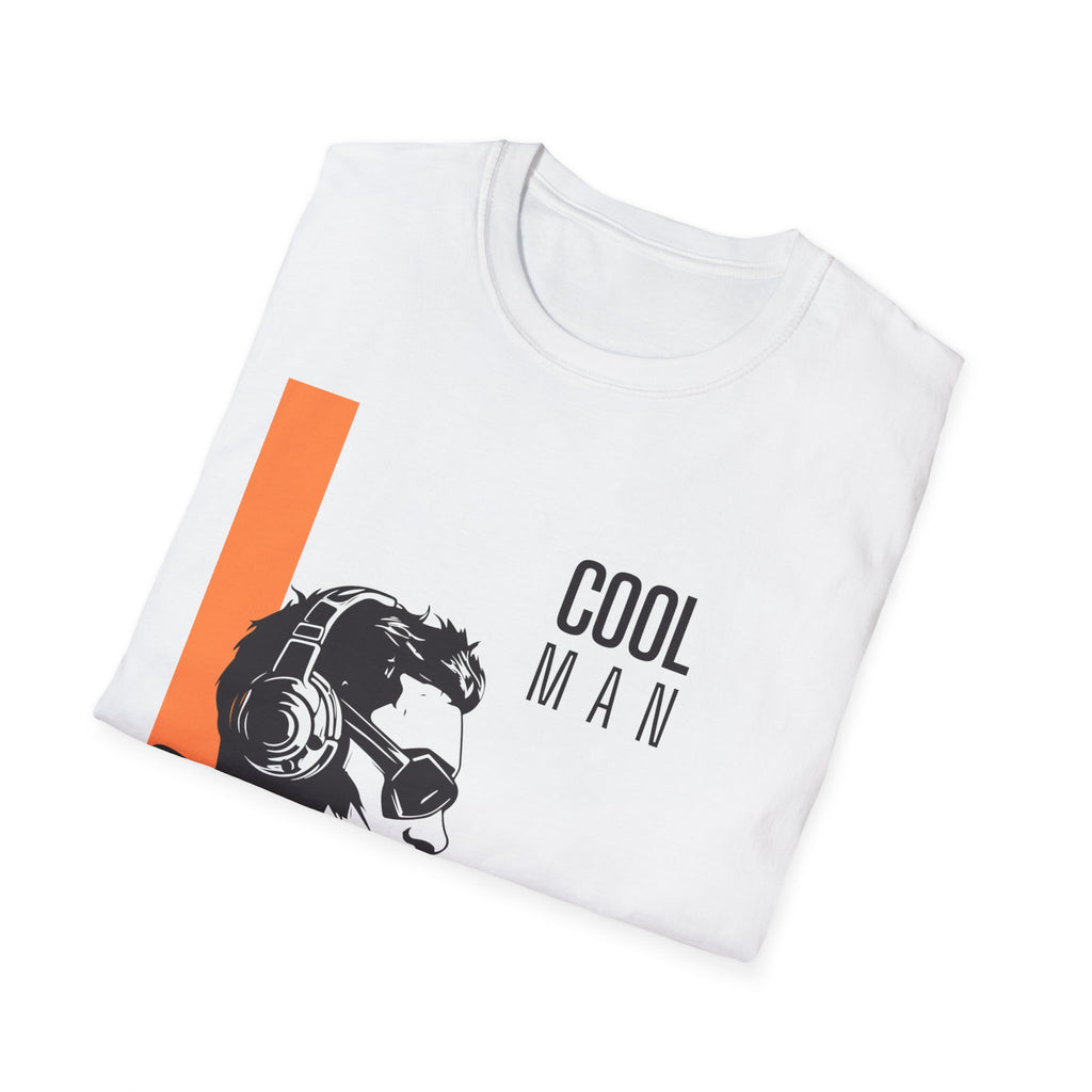 Cool Man Graphic T-Shirt — Retro DJ Headphones Vintage Portrait Tee