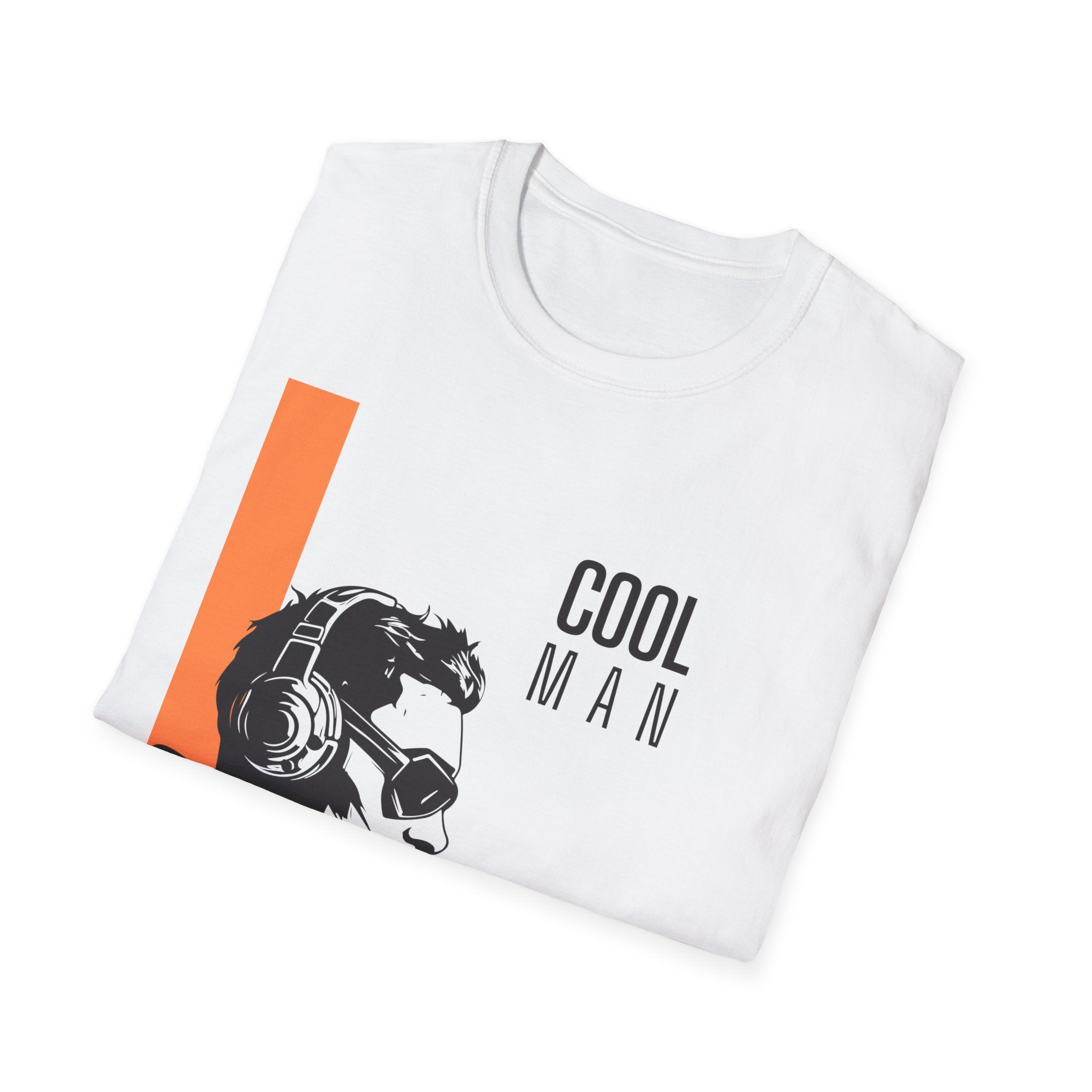 Cool Man Graphic T-Shirt — Retro DJ Headphones Vintage Portrait Tee