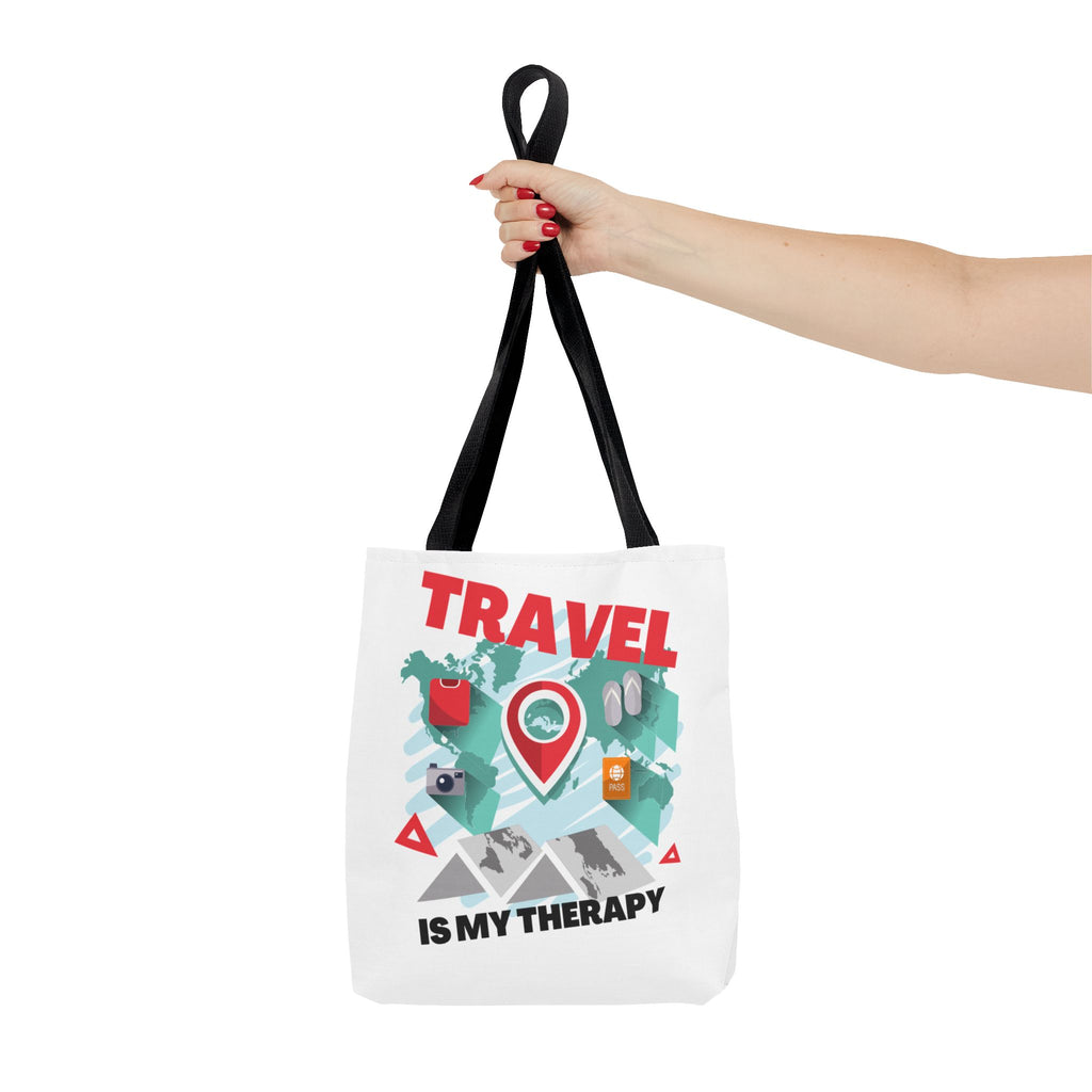 Travel Tote Bag - "Travel Is My Therapy" Canvas Shopper