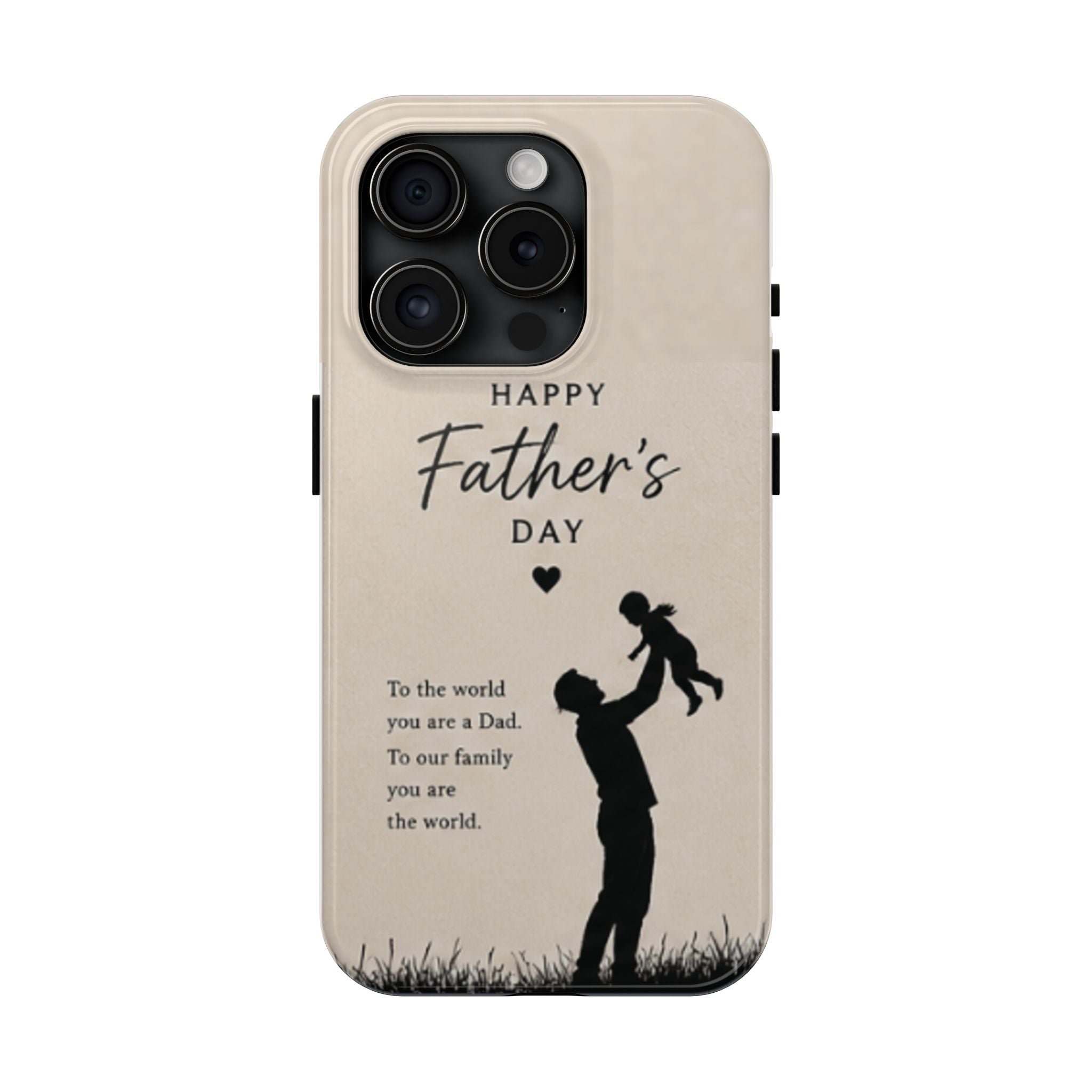 Father's Day Tough Phone Case — "Happy Father's Day" Silhouette Dad & Child Protective Cover