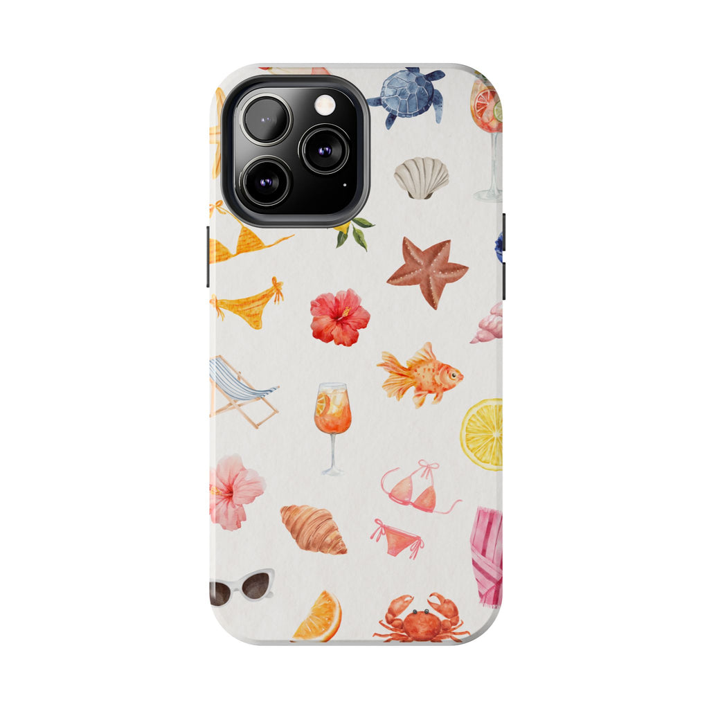 Summer Seashells Pattern Tough Phone Case — Beach Vacation Phone Cover