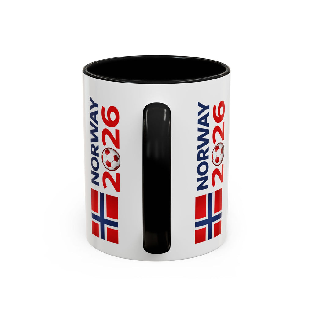 Norway Flag Accent Coffee Mug – Norway 2026 Soccer Fan Ceramic Mug (11/15oz)