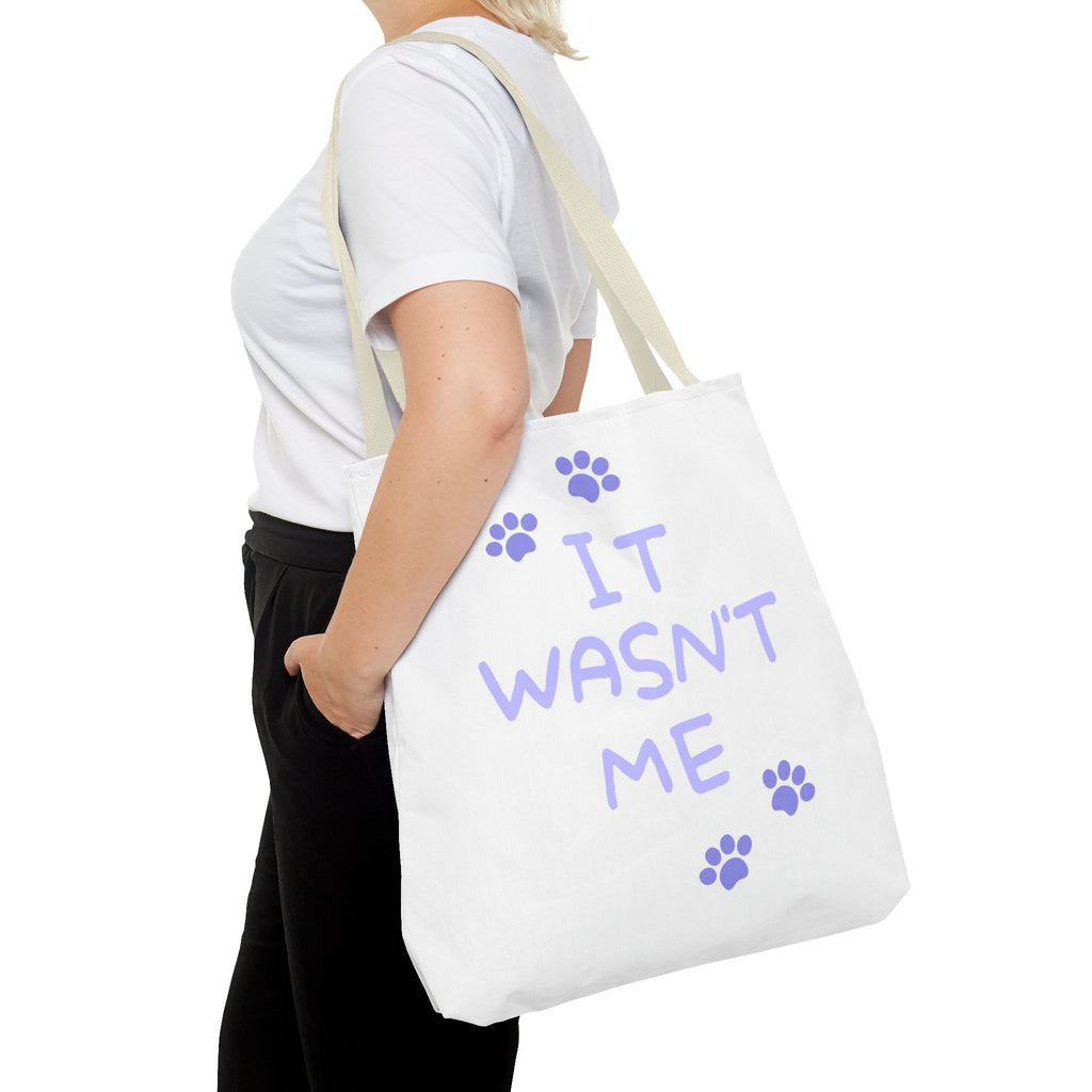 Cat Paw Print Tote — "It Wasn't Me" Funny Cat Tote Bag