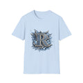 R Crest Graphic T-Shirt — Vintage Blue Letter R Logo Tee