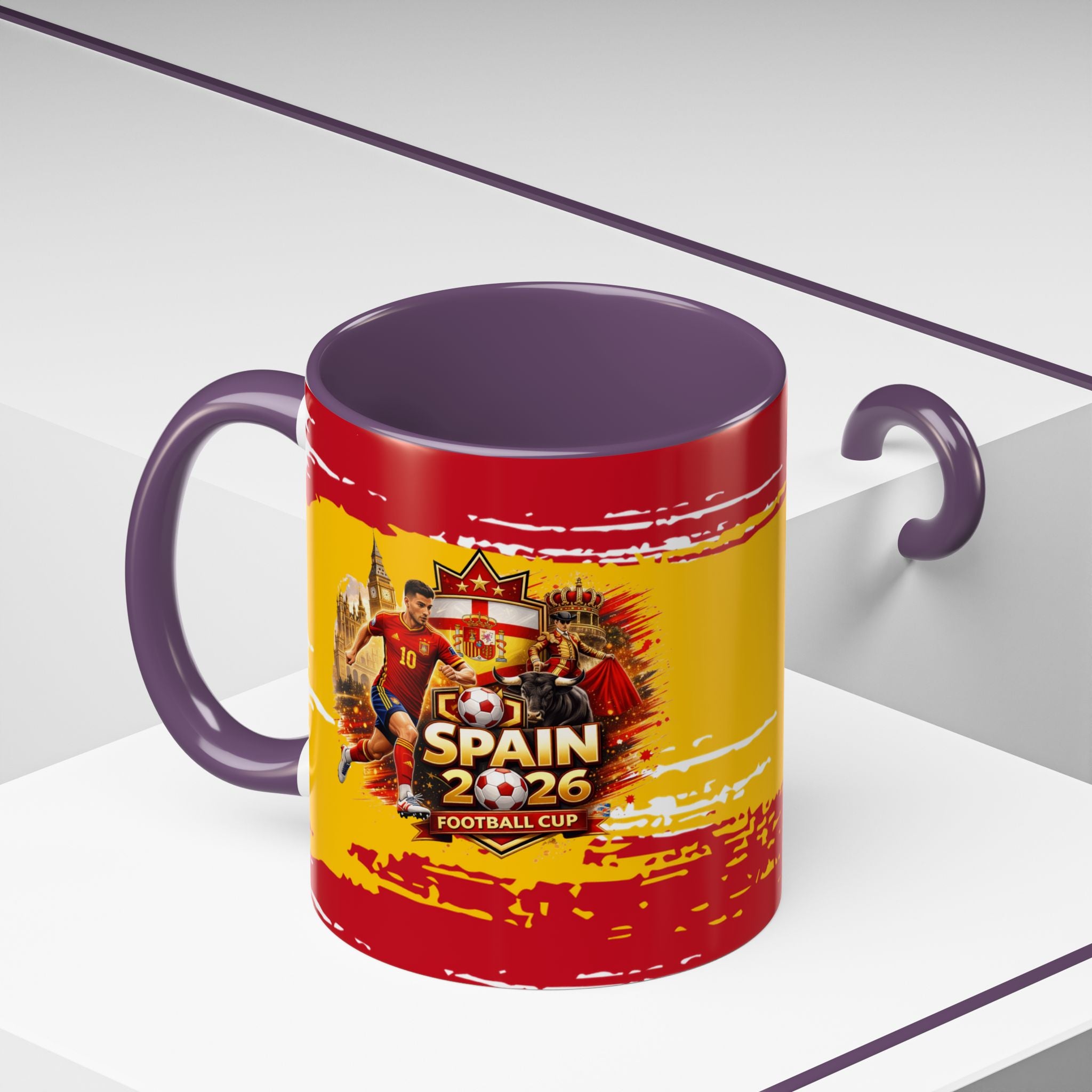 Spanish Flag Accent Coffee Mug – Bold Red & Gold Brushstroke Ceramic Mug