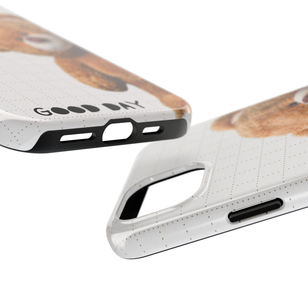 Teddy Bear Tough Phone Case — Cute Plush Peeking Design, Protective Shockproof Cover
