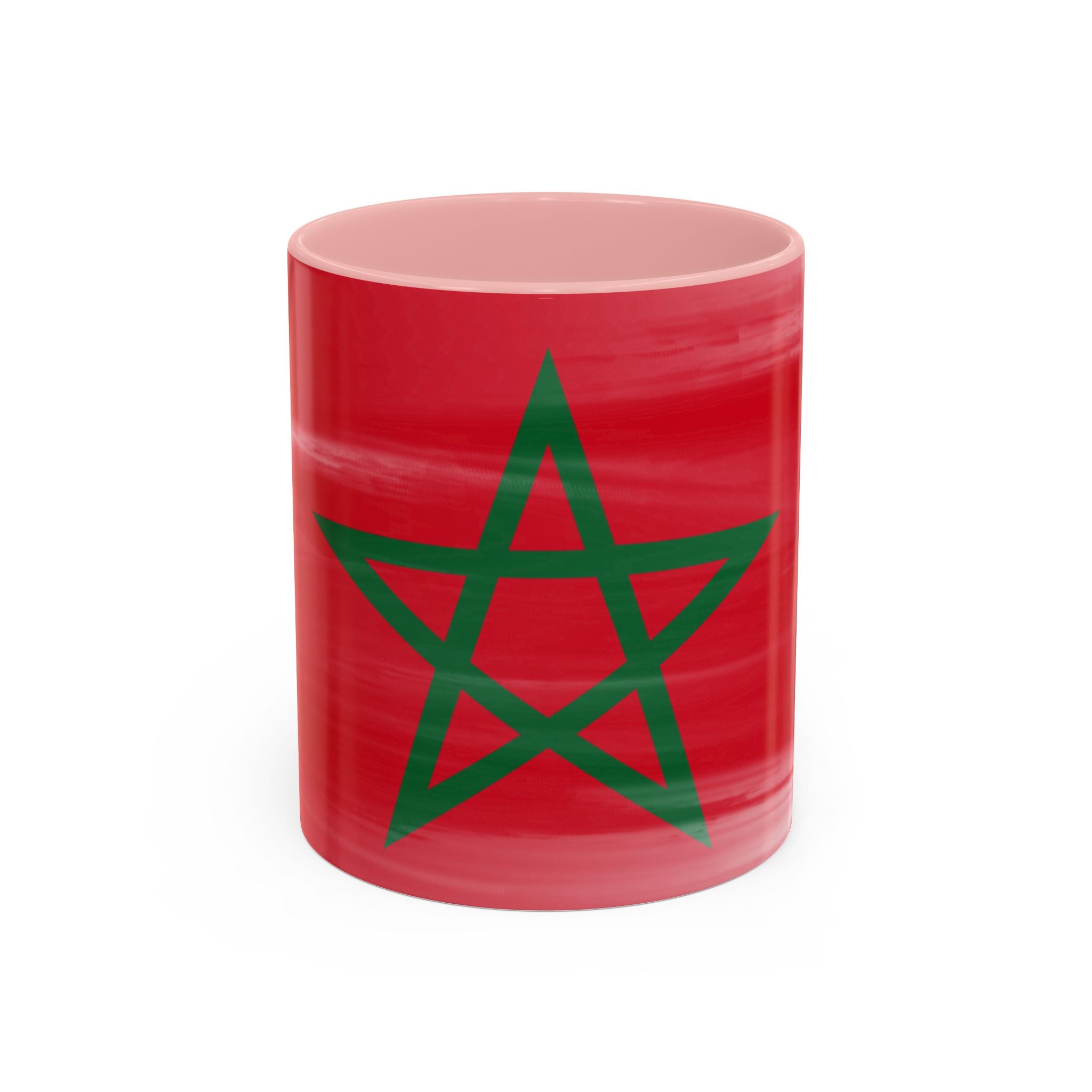 Morocco Flag Accent Coffee Mug — Red & Green Moroccan Star Design (11/15oz)