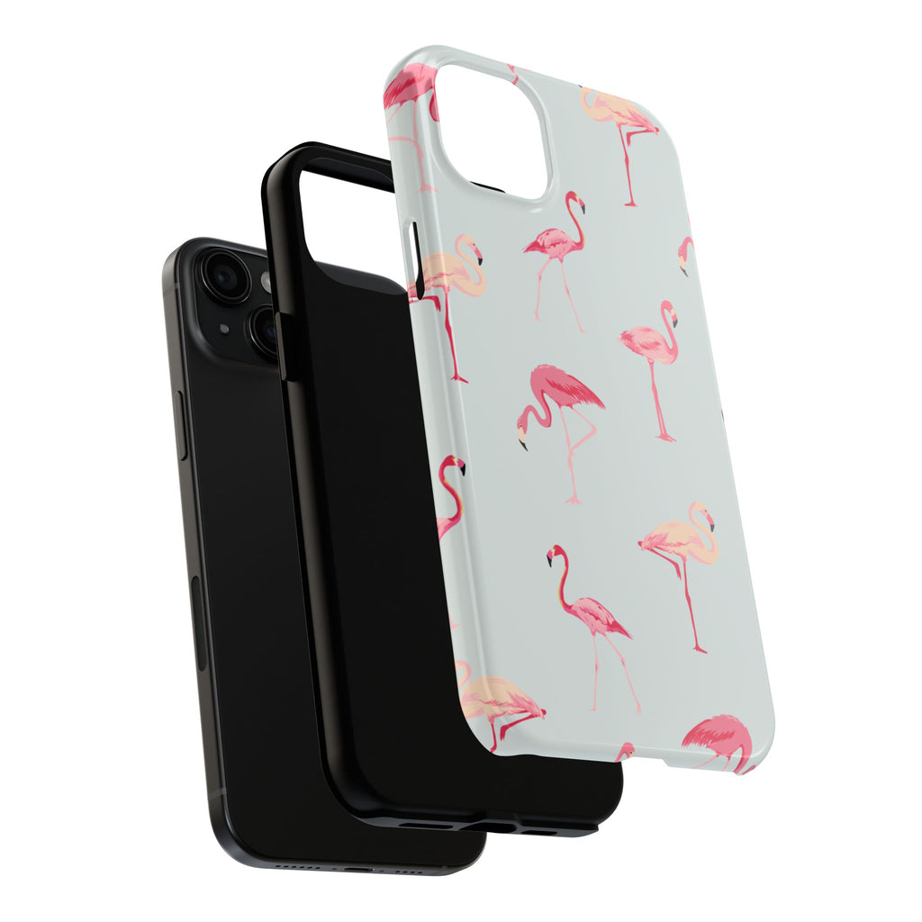 Flamingo Pattern Tough Phone Case — Cute Pink Birds Protective Phone Cover