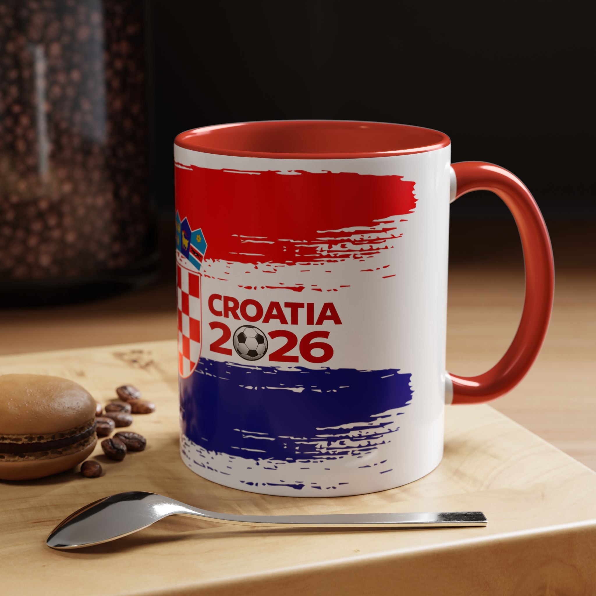 Croatia 2026 Accent Coffee Mug – Red White Blue Crest Soccer Fan Gift
