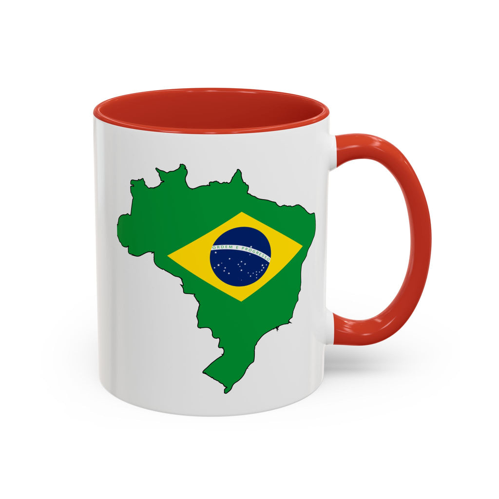 Brazil Map Coffee Mug — Brazilian Flag Accent 11/15oz