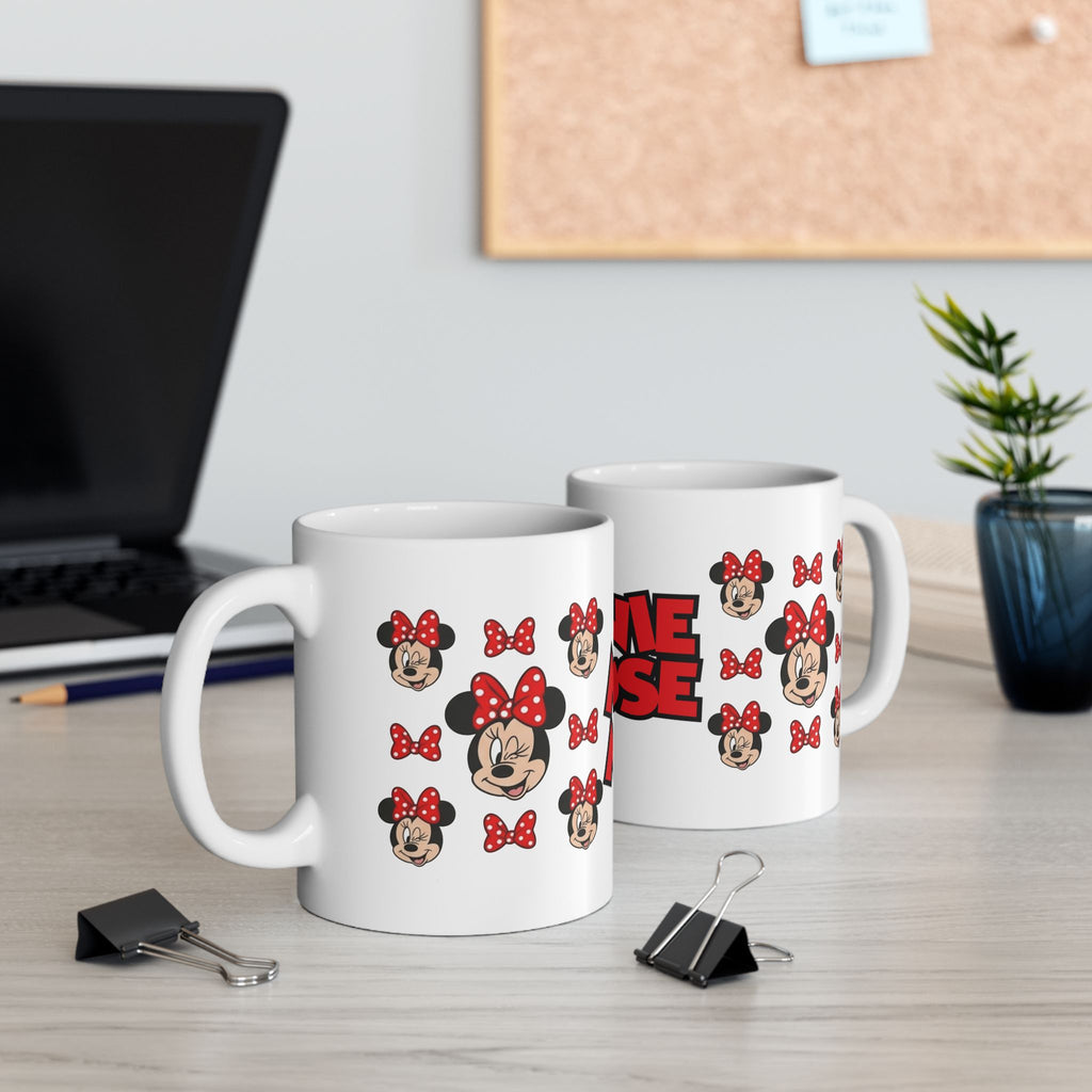 Minnie Mouse Ceramic Mug — Cute Polka Dot Bow Disney Coffee Cup (11oz)
