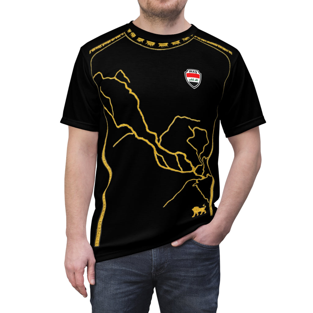 Iraq Black & Gold Lightning Graphic Tee — Bold Electric Design T-Shirt
