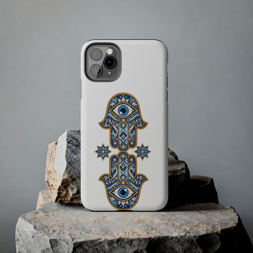 Hamsa Eye Tough Phone Case — Blue Mosaic Protective Phone Cover