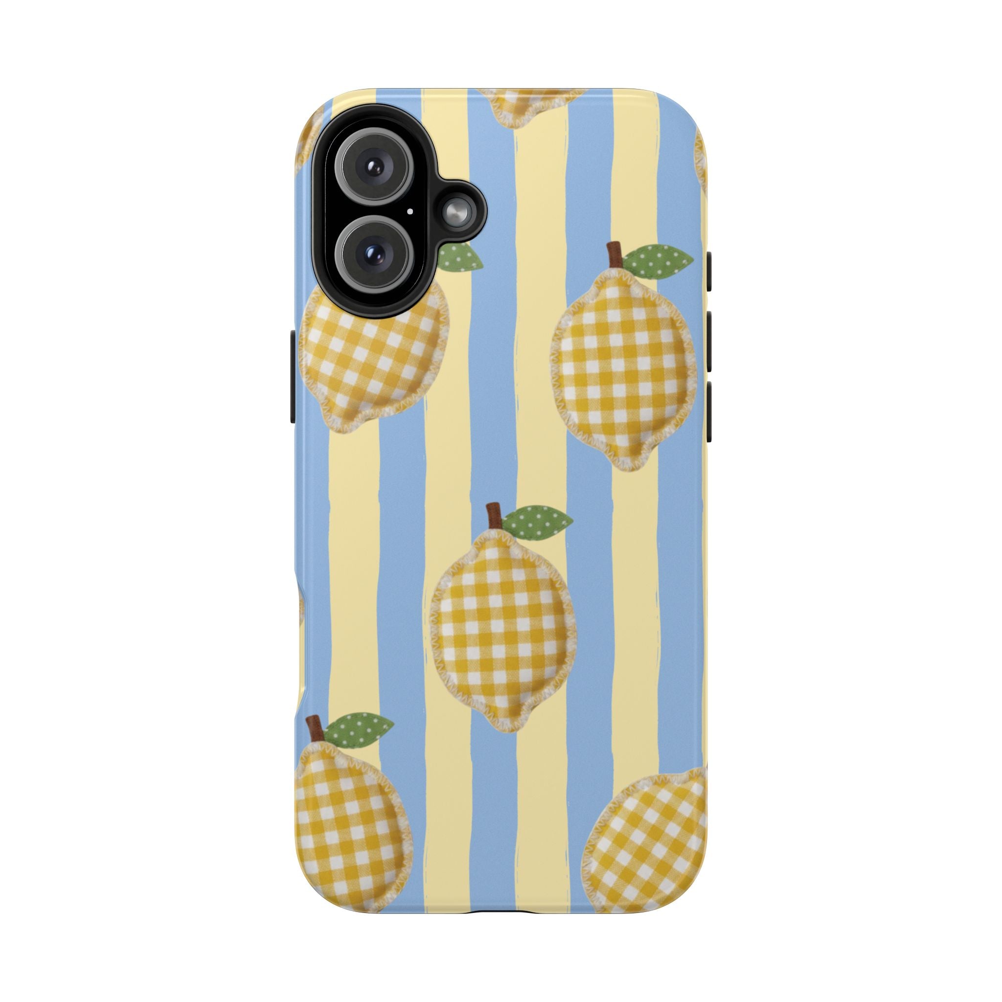 Tough Phone Case — Blue & Yellow Gingham Lemon Design