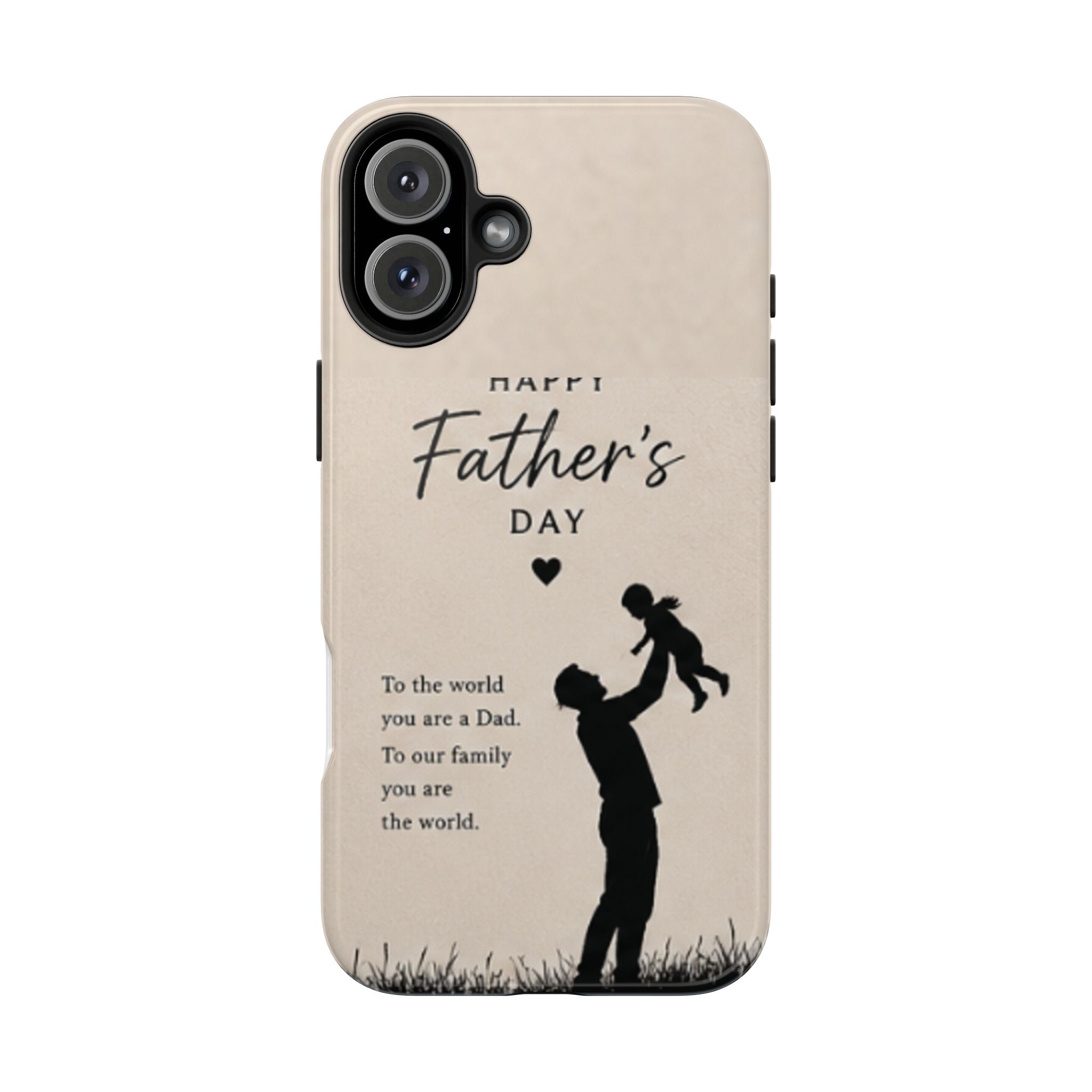 Father's Day Tough Phone Case — "Happy Father's Day" Silhouette Dad & Child Protective Cover