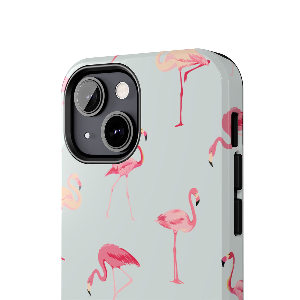 Flamingo Pattern Tough Phone Case — Cute Pink Birds Protective Phone Cover