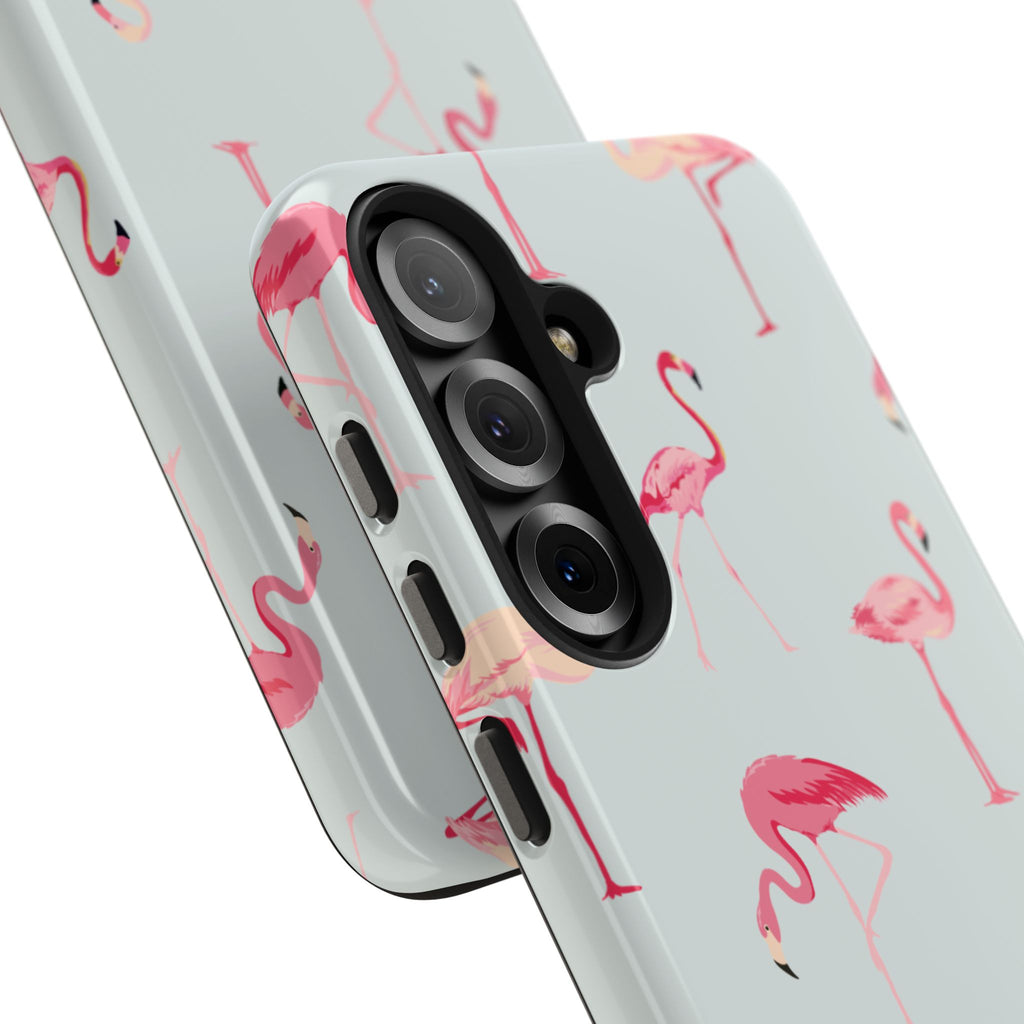 Flamingo Pattern Tough Phone Case — Cute Pink Birds Protective Phone Cover