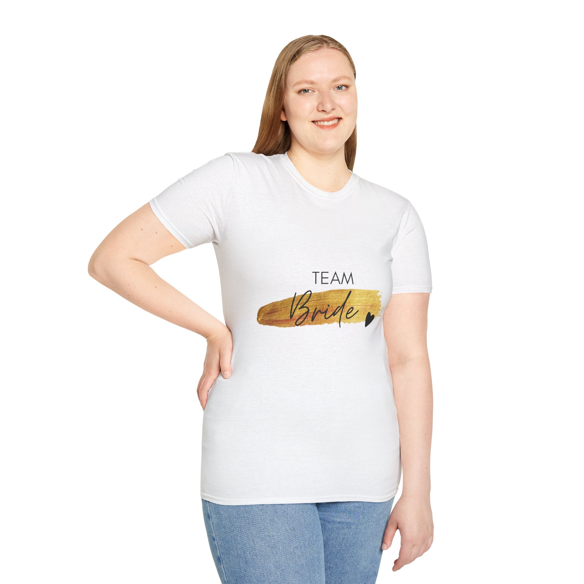 Team Bride T-Shirt – Gold Brushstroke Bachelorette Tee