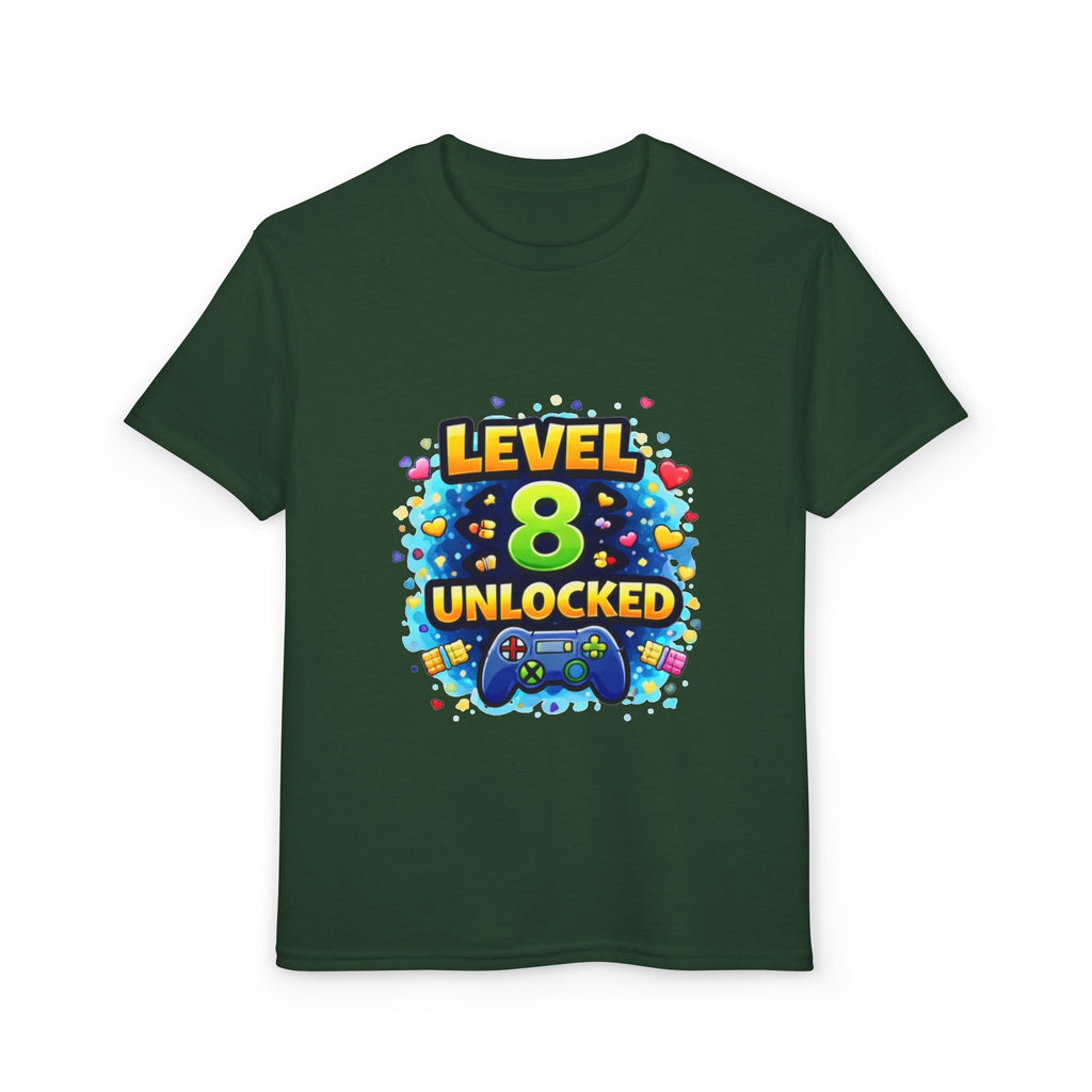 Kids T-Shirt — "Level 8 Unlocked" Birthday Gamer Tee