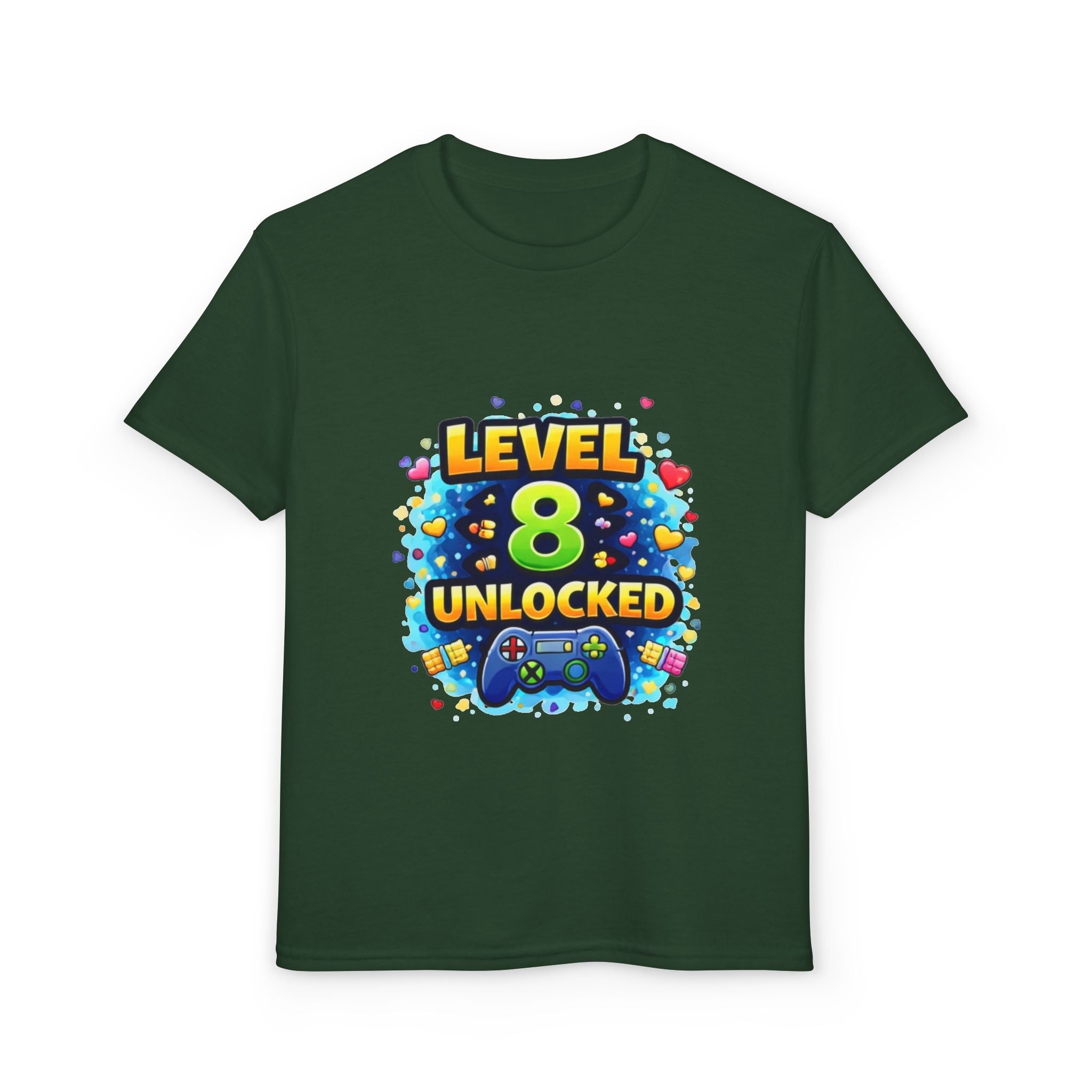 Kids T-Shirt — "Level 8 Unlocked" Birthday Gamer Tee