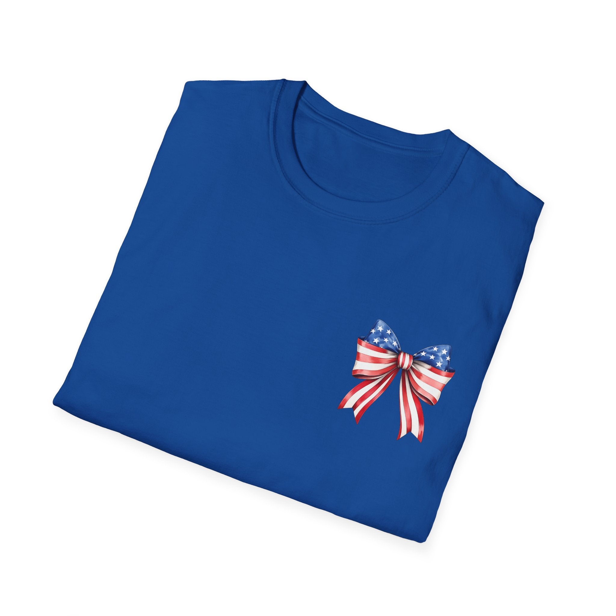 America Patriotic T-Shirt – USA Flag Bow Fourth of July Tee