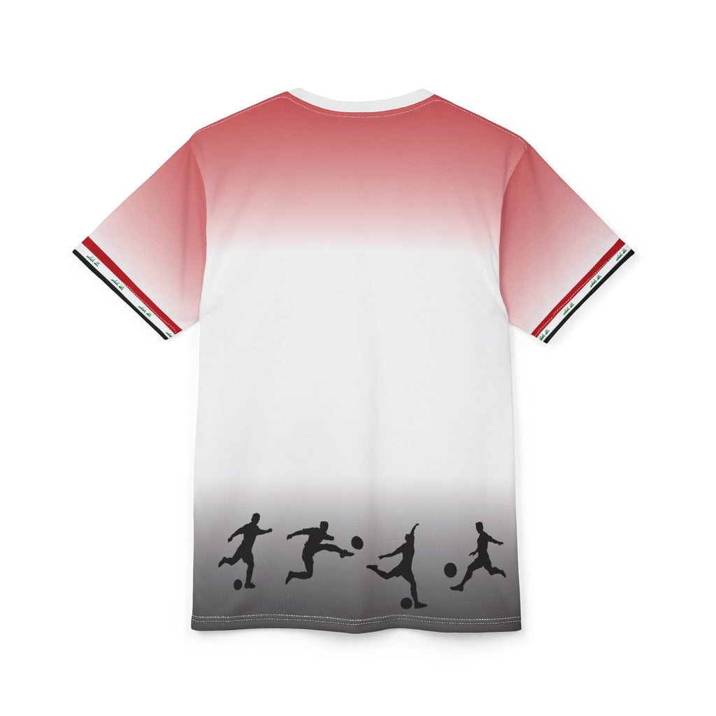 Iraq Lion Head Soccer Tee — Patriotic Football Graphic T-Shirt