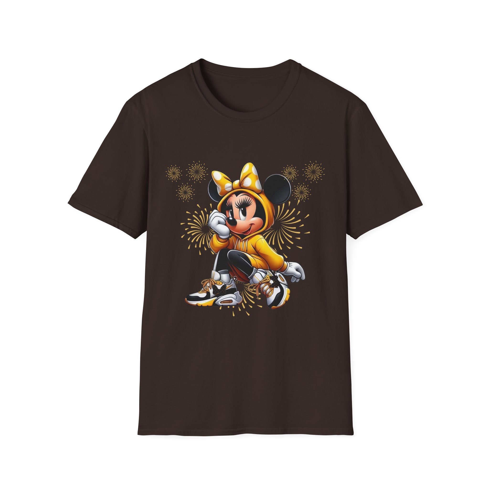Minnie Mouse Cartoon Character Graphic T-Shirt — Yellow Hoodie Mouse Design