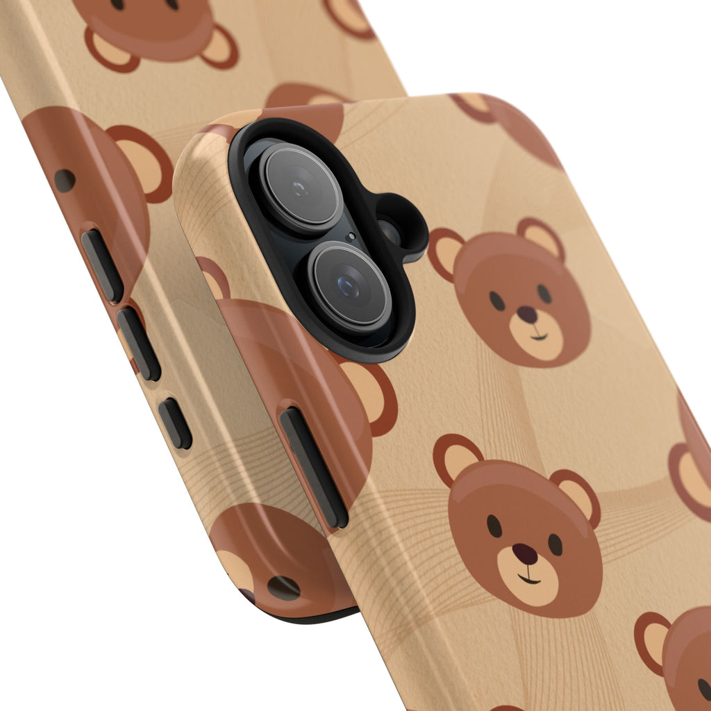 Bear Pattern Tough Phone Case — Cute Brown Bear Protective Phone Cover