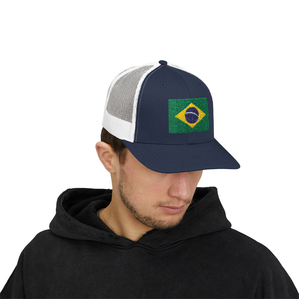 Brazil Flag Snapback Trucker Cap — Embroidered Brazilian Flag Hat