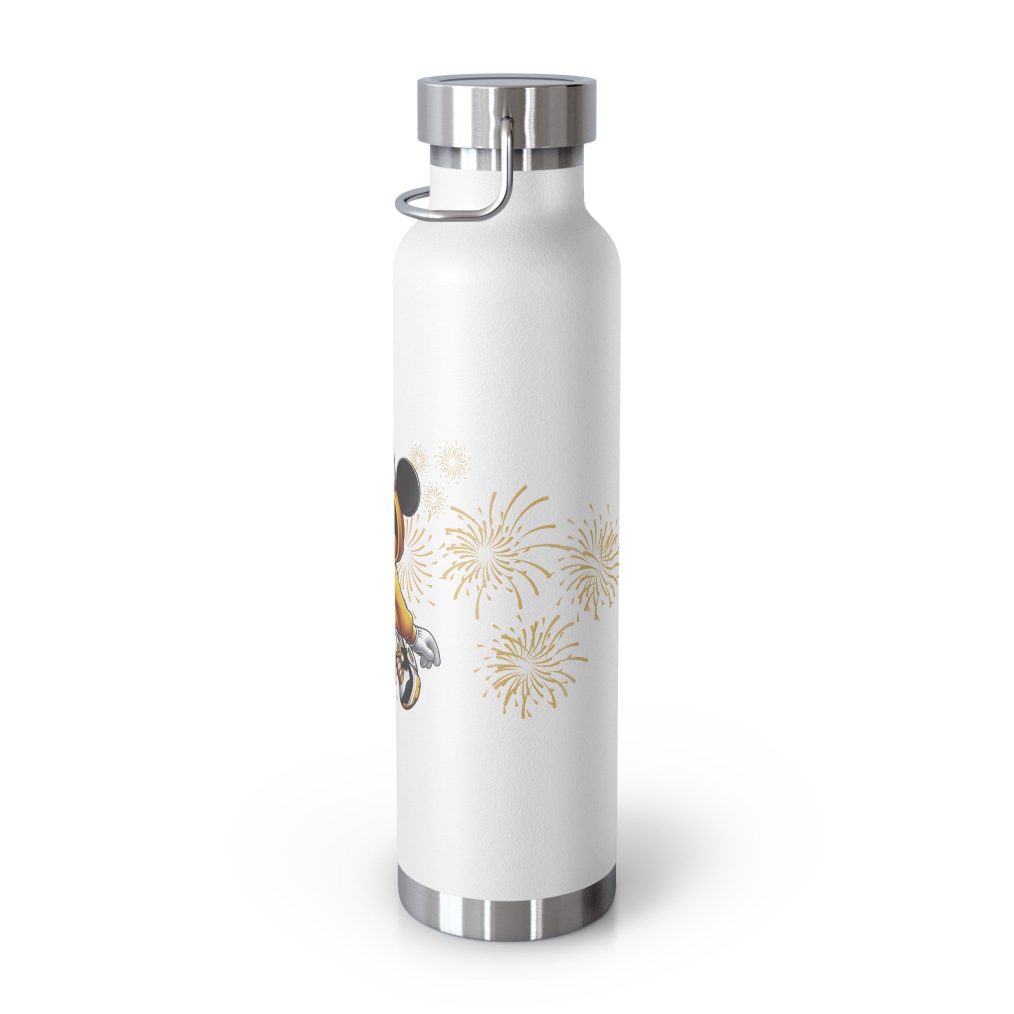 22oz Insulated Water Bottle — Cute Minnie Mouse Gold Sparkle Design